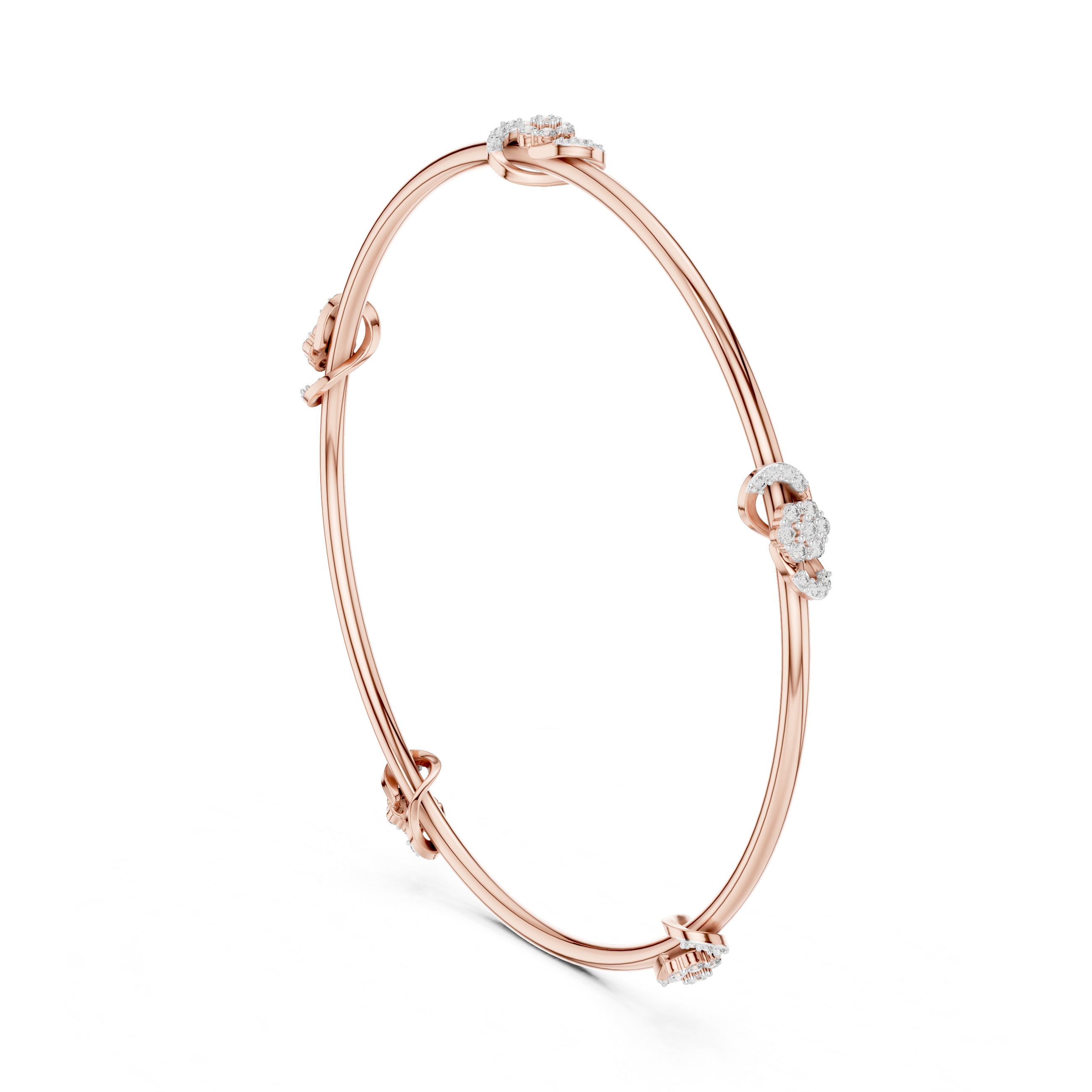 Lab Grown Diamond Station Bangle Bracelet