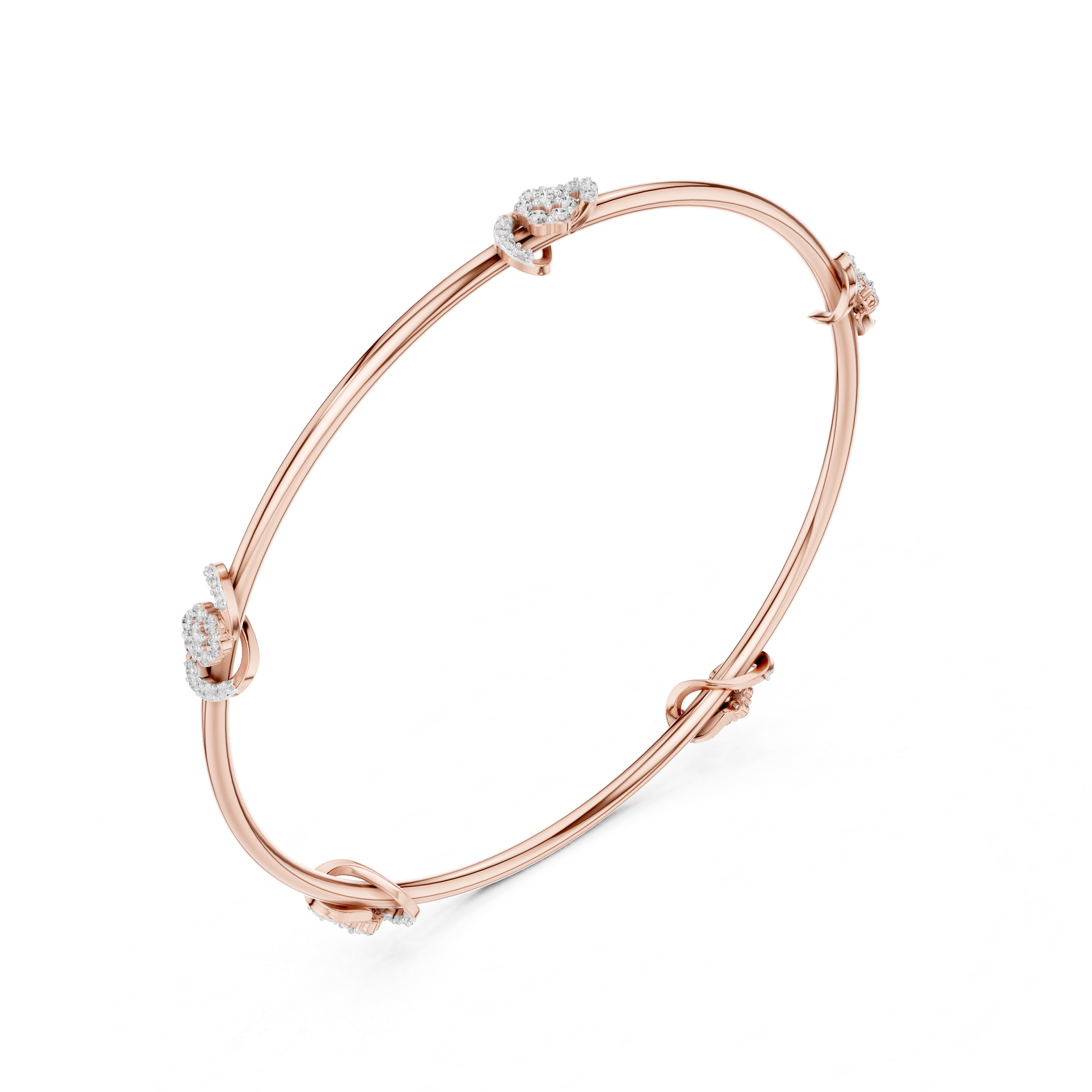 Lab Grown Diamond Station Bangle Bracelet