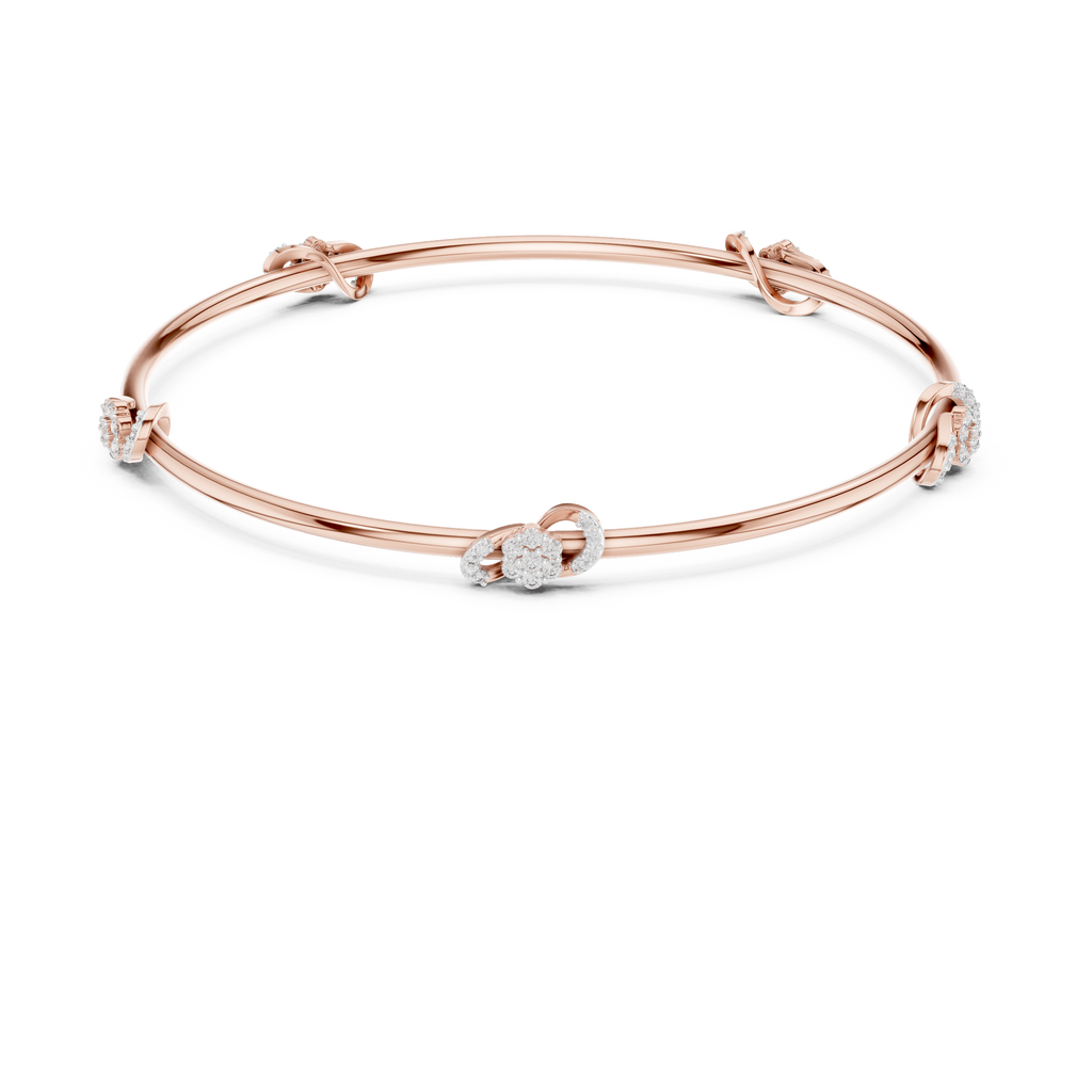 Lab Grown Diamond Station Bangle Bracelet