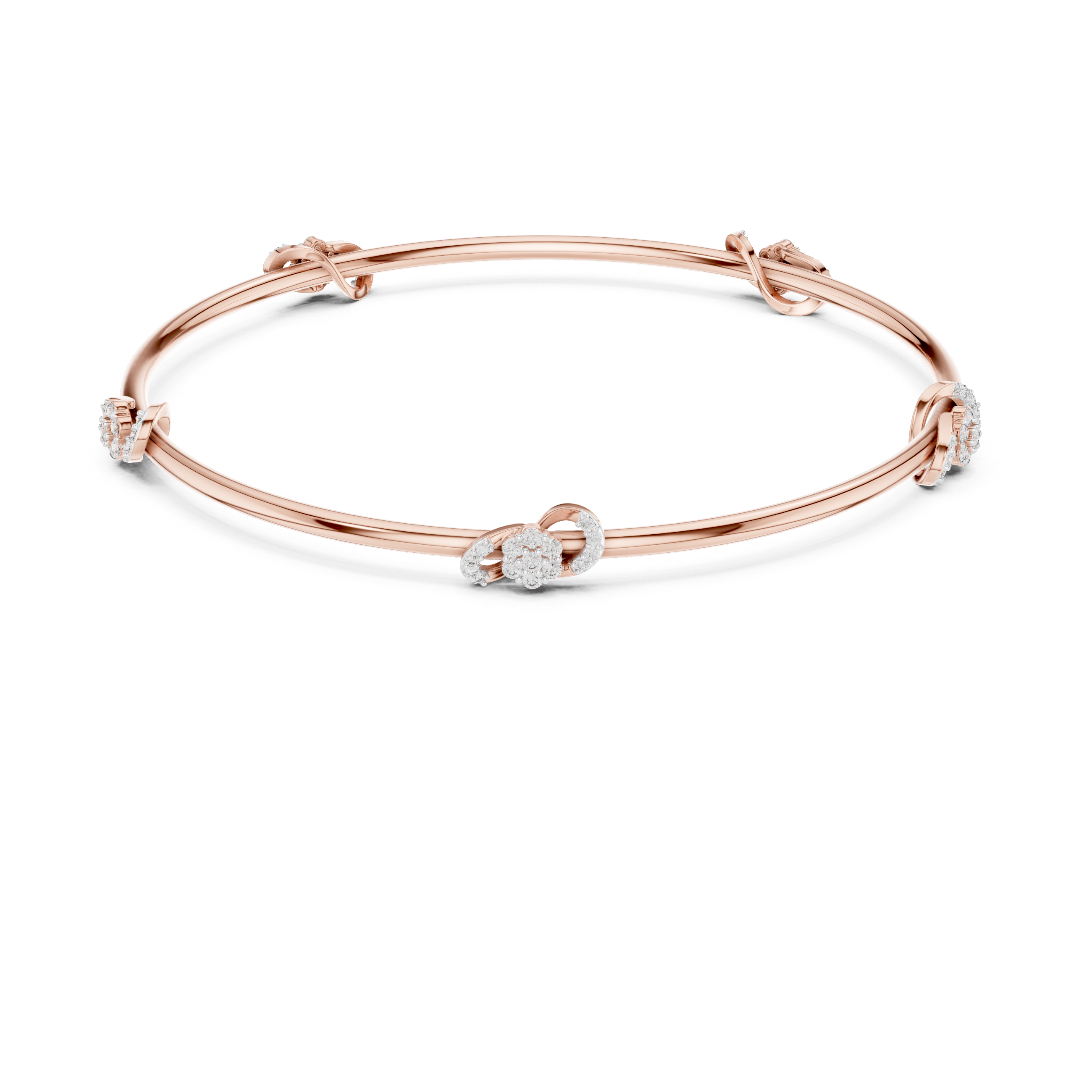 Lab Grown Diamond Station Bangle Bracelet