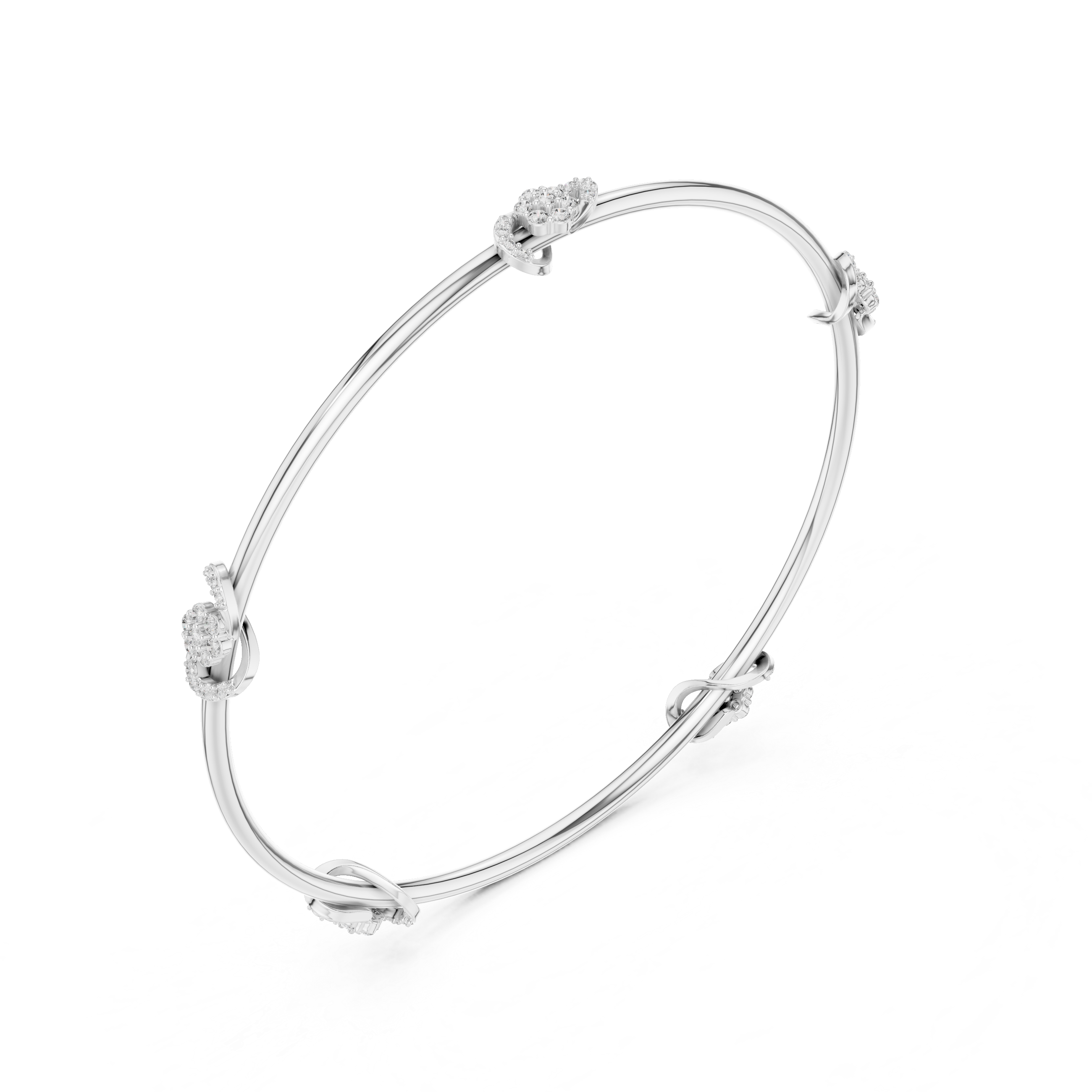 Lab Grown Diamond Station Bangle Bracelet
