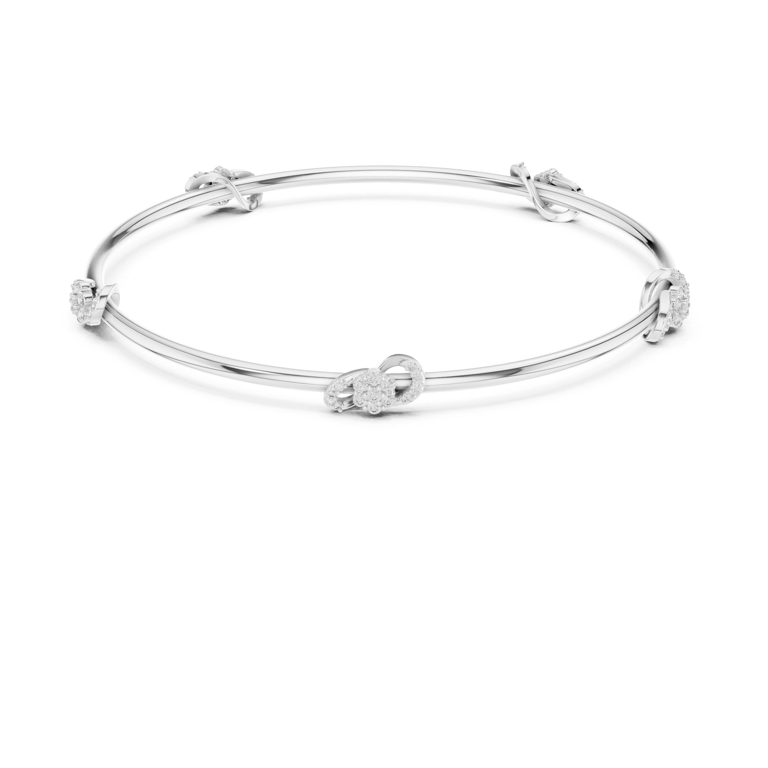 Lab Grown Diamond Station Bangle Bracelet