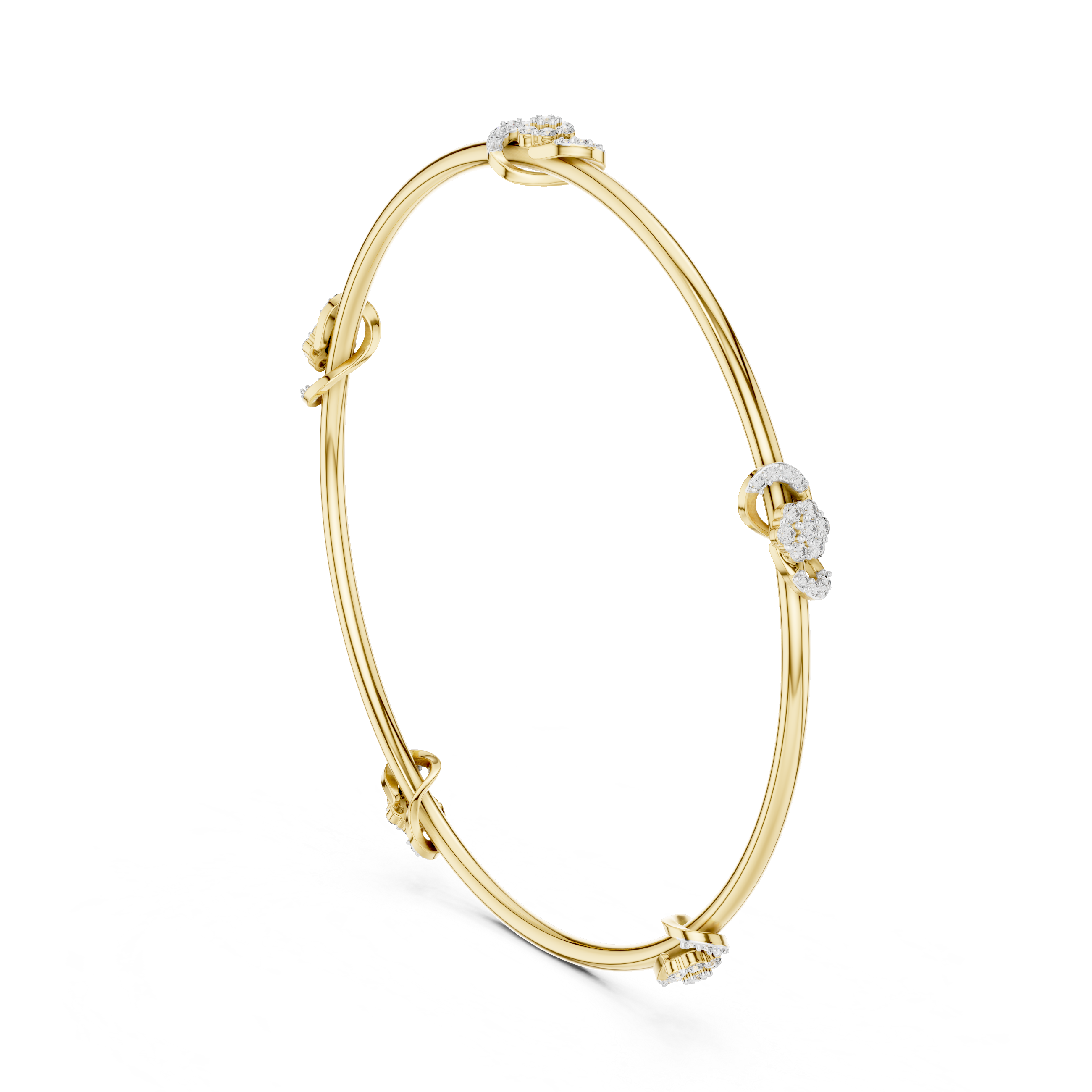 Lab Grown Diamond Station Bangle Bracelet