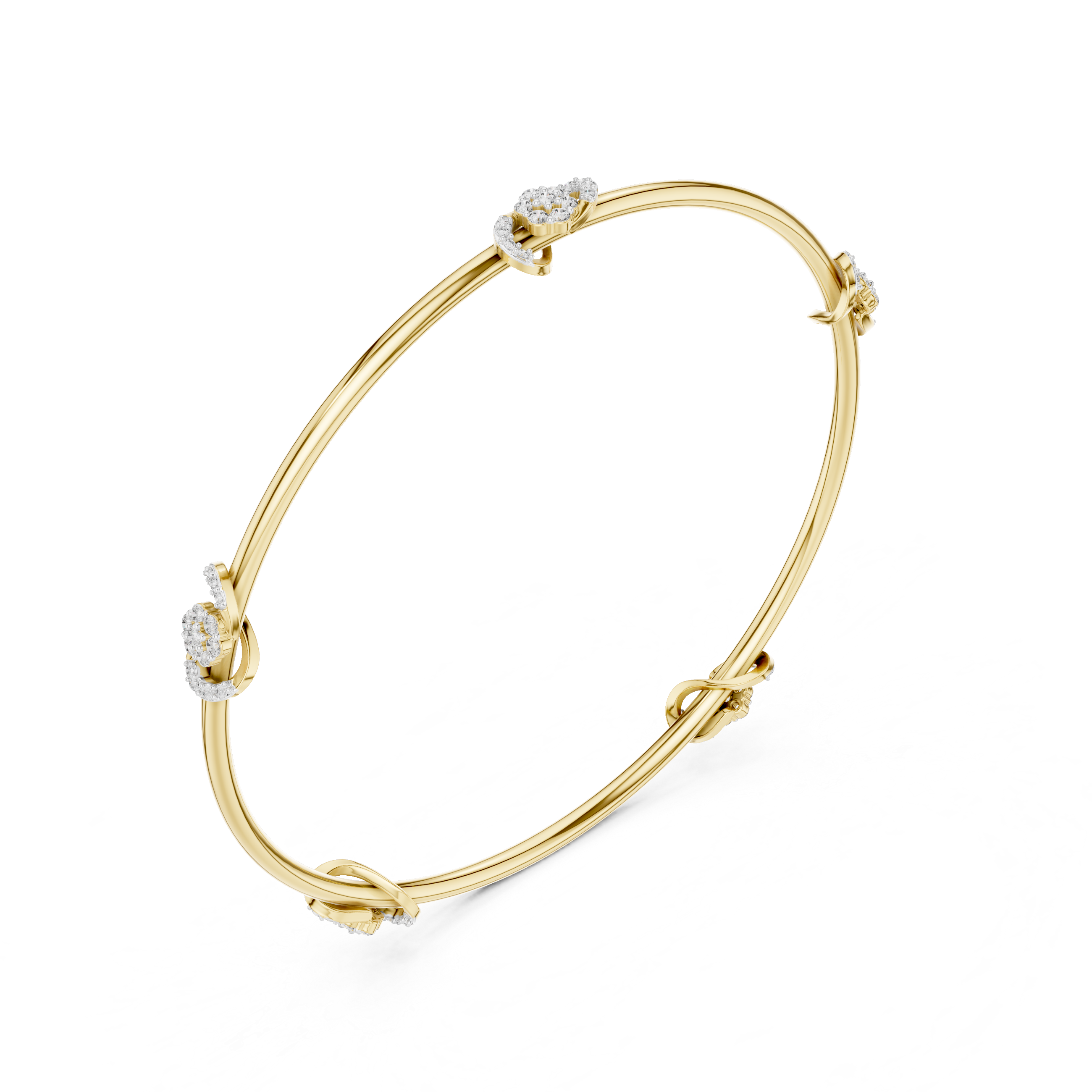 Lab Grown Diamond Station Bangle Bracelet