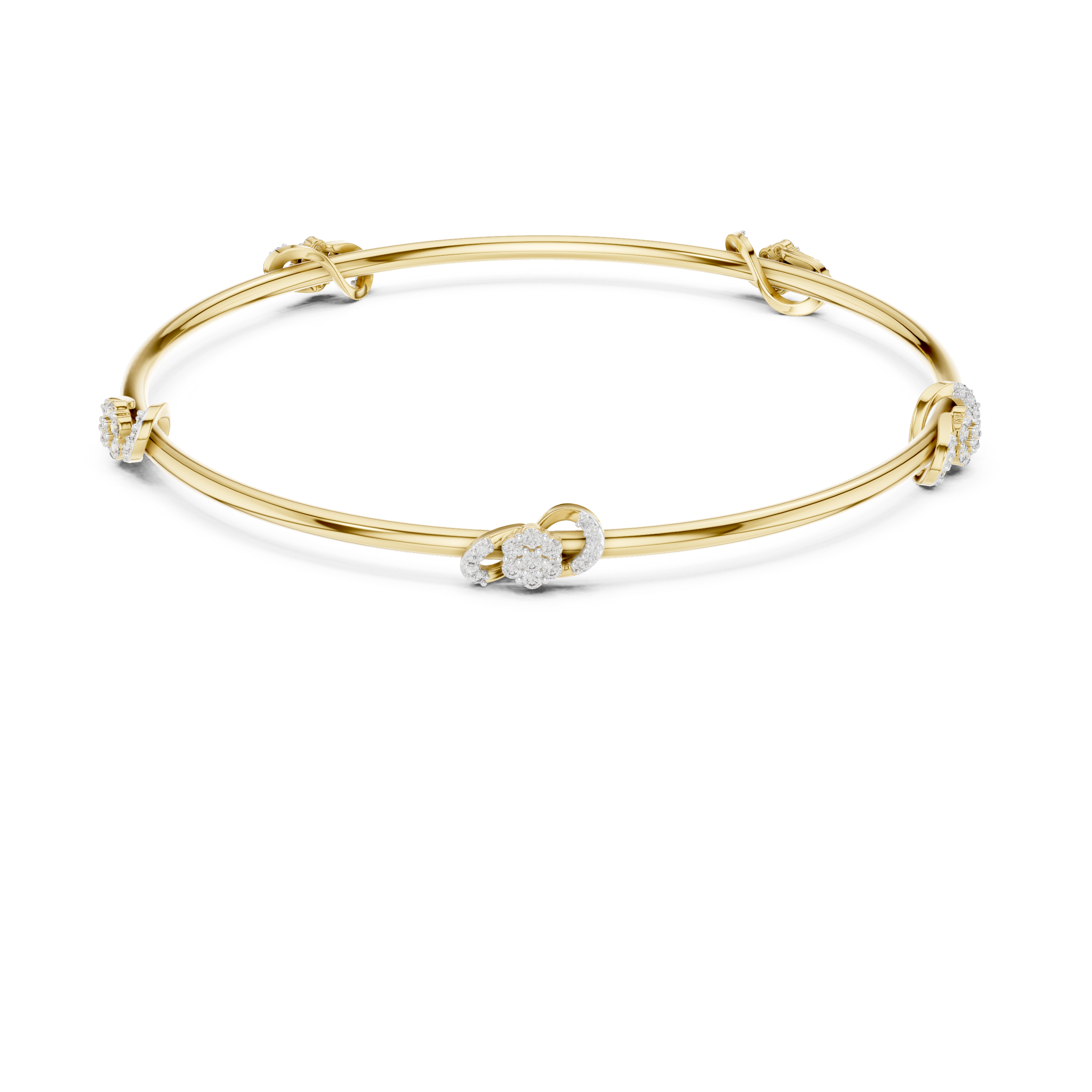 Lab Grown Diamond Station Bangle Bracelet