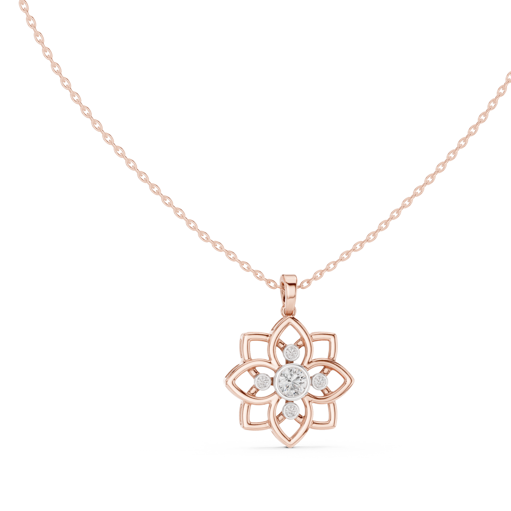Diamond Flower Pendant Necklace