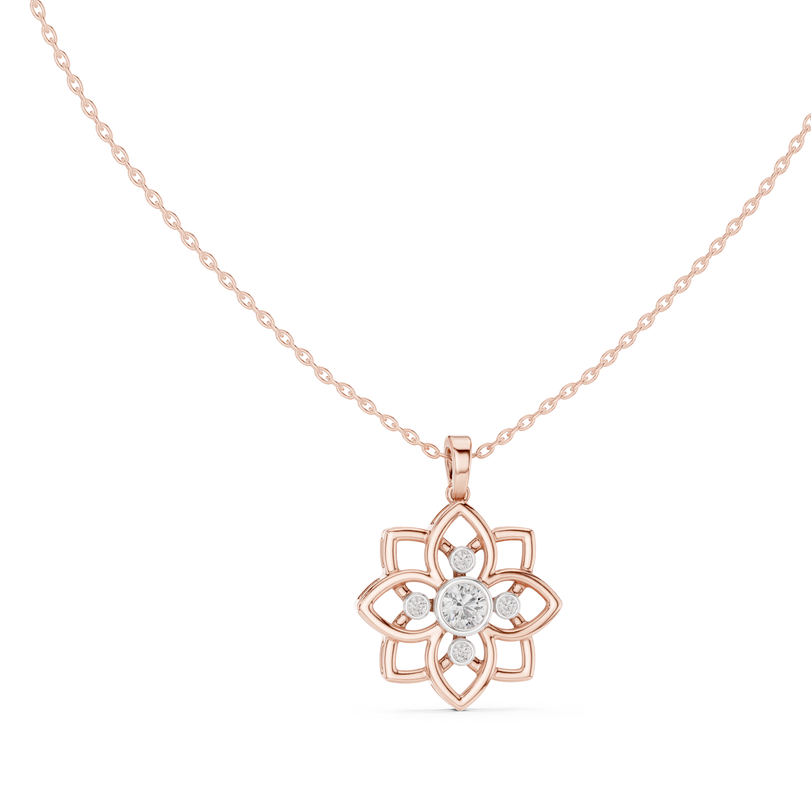 Diamond Flower Pendant Necklace