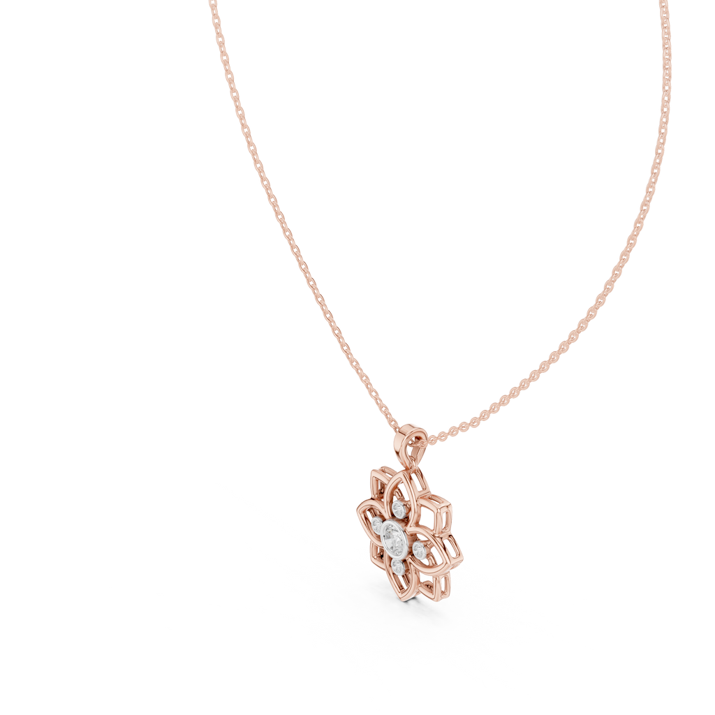 Diamond Flower Pendant Necklace