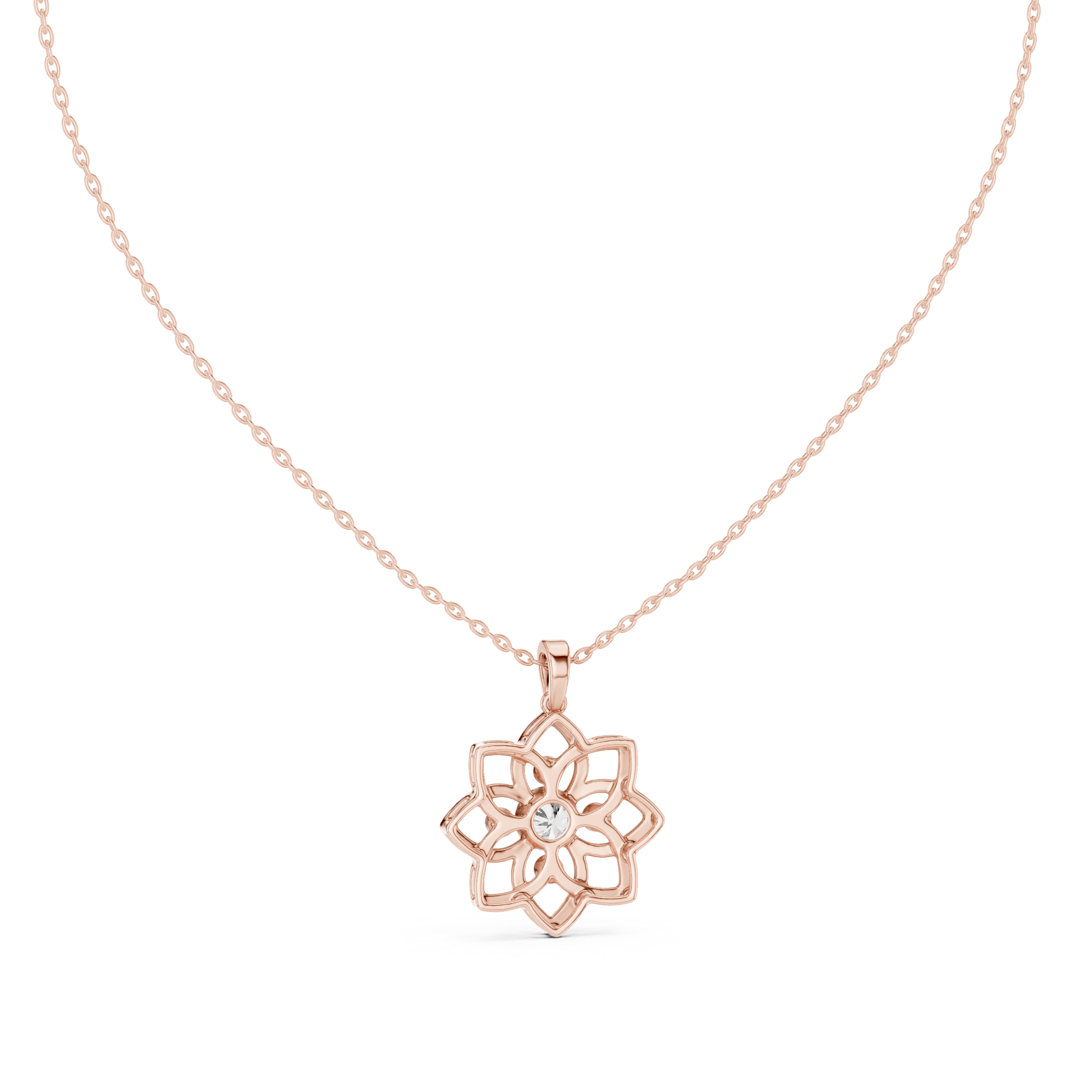 Diamond Flower Pendant Necklace