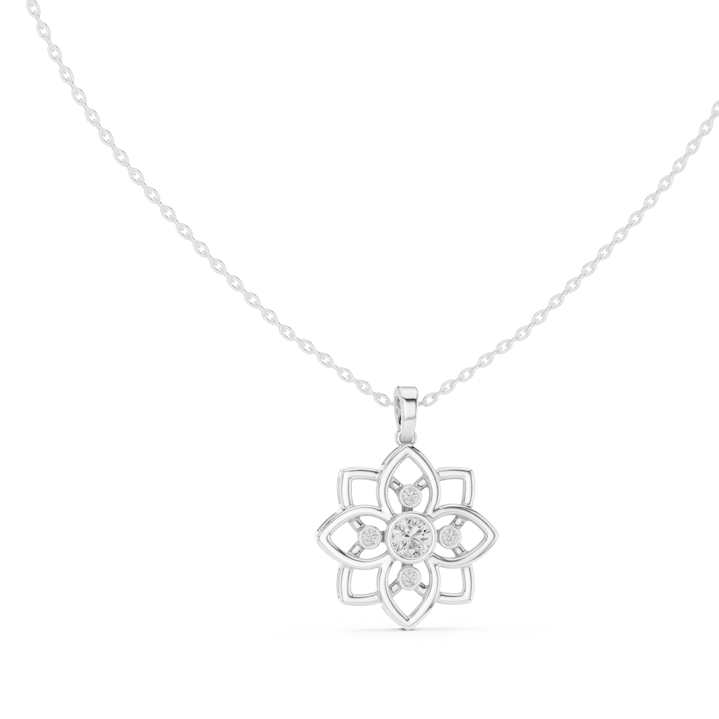 Diamond Flower Pendant Necklace