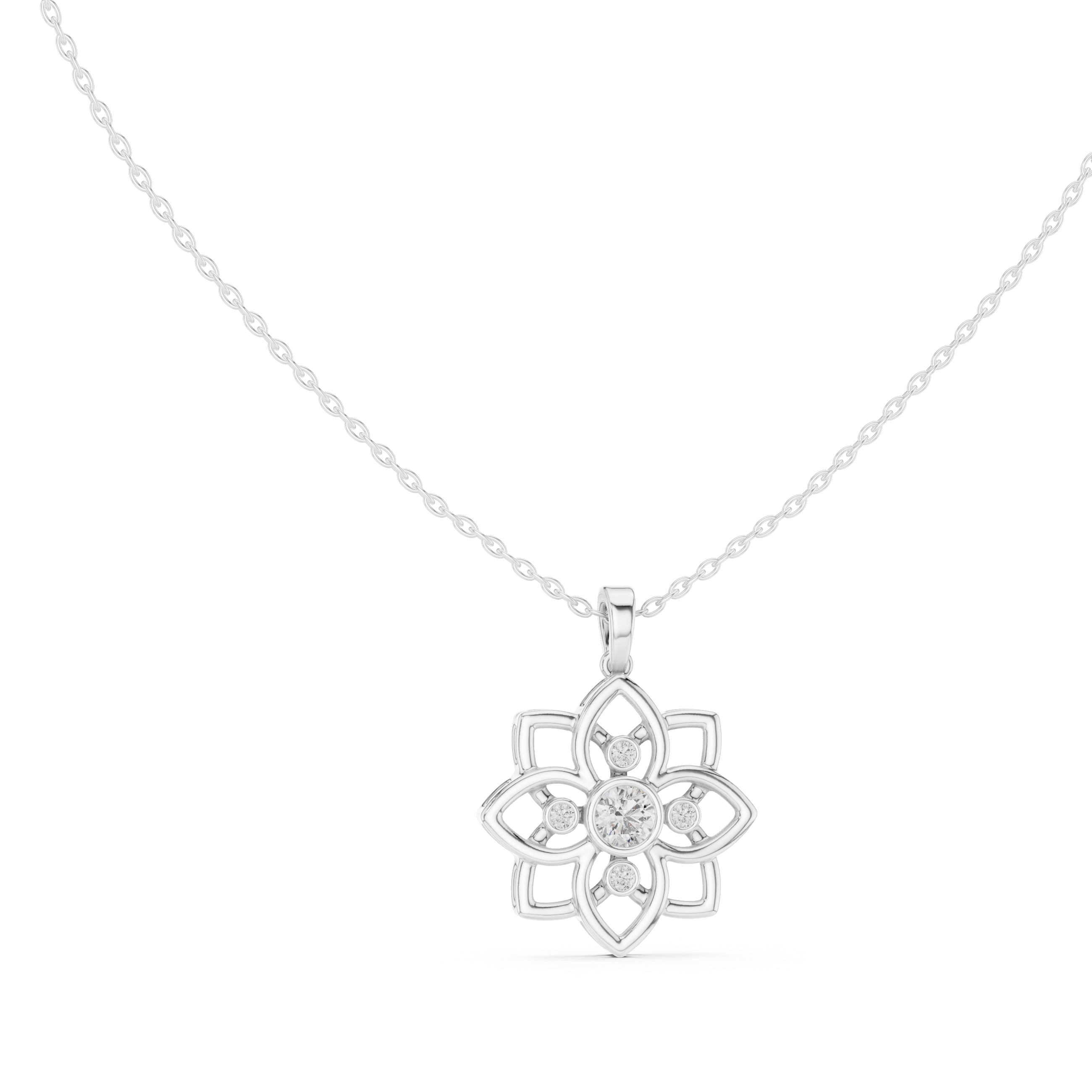 Diamond Flower Pendant Necklace
