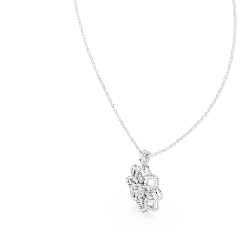 Diamond Flower Pendant Necklace