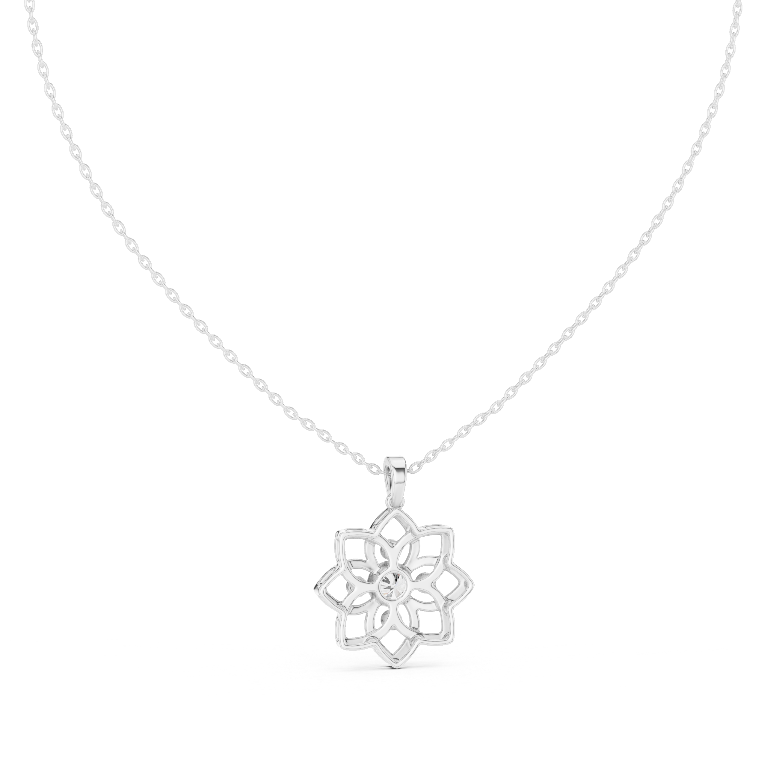 Diamond Flower Pendant Necklace