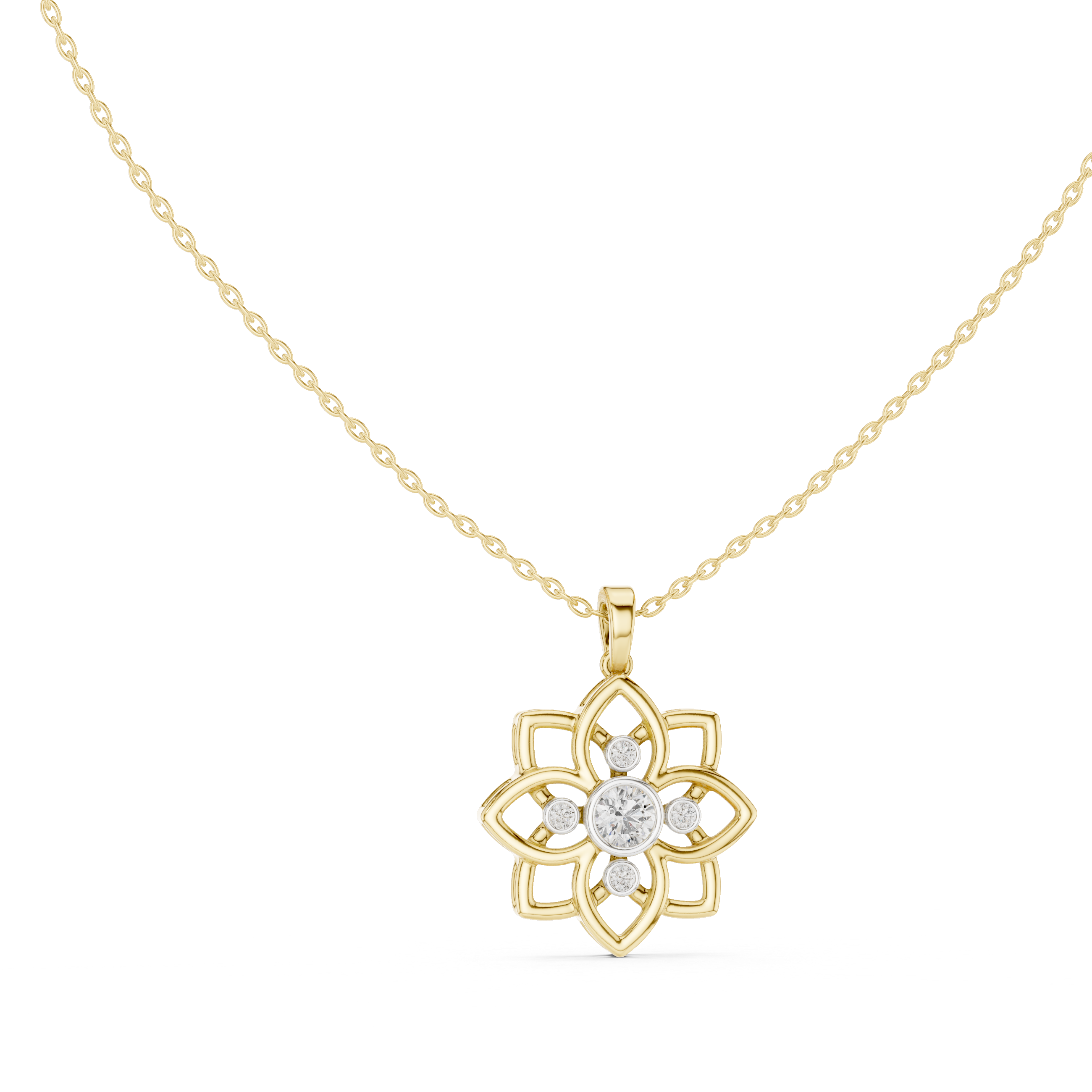 Diamond Flower Pendant Necklace