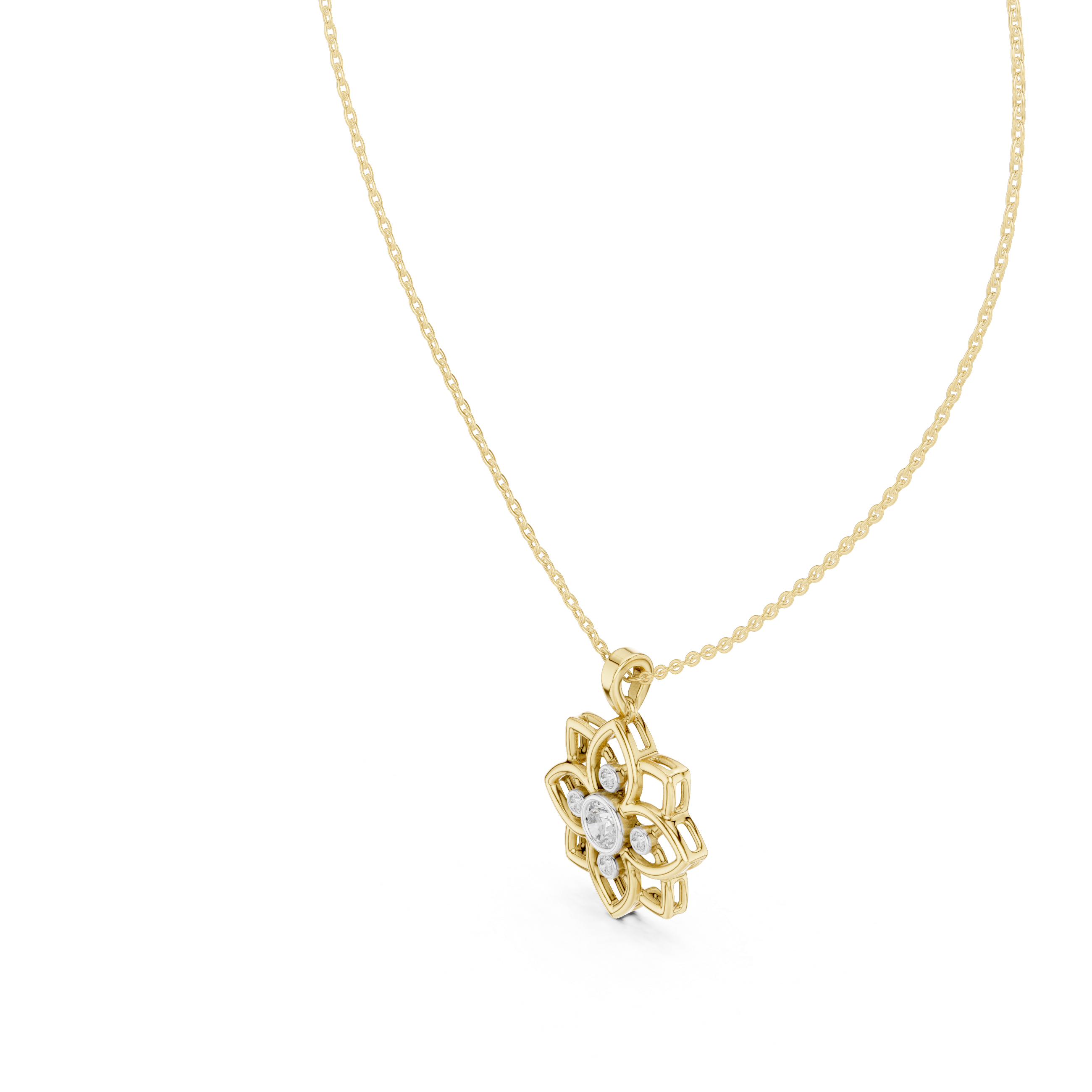 Diamond Flower Pendant Necklace