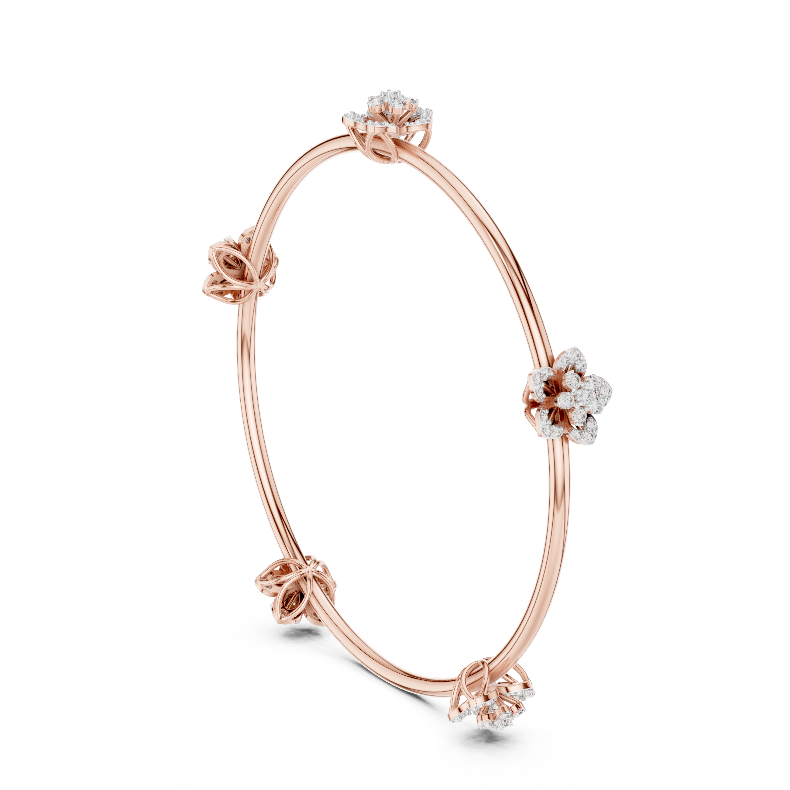 Floral Diamond Bangle Bracelet