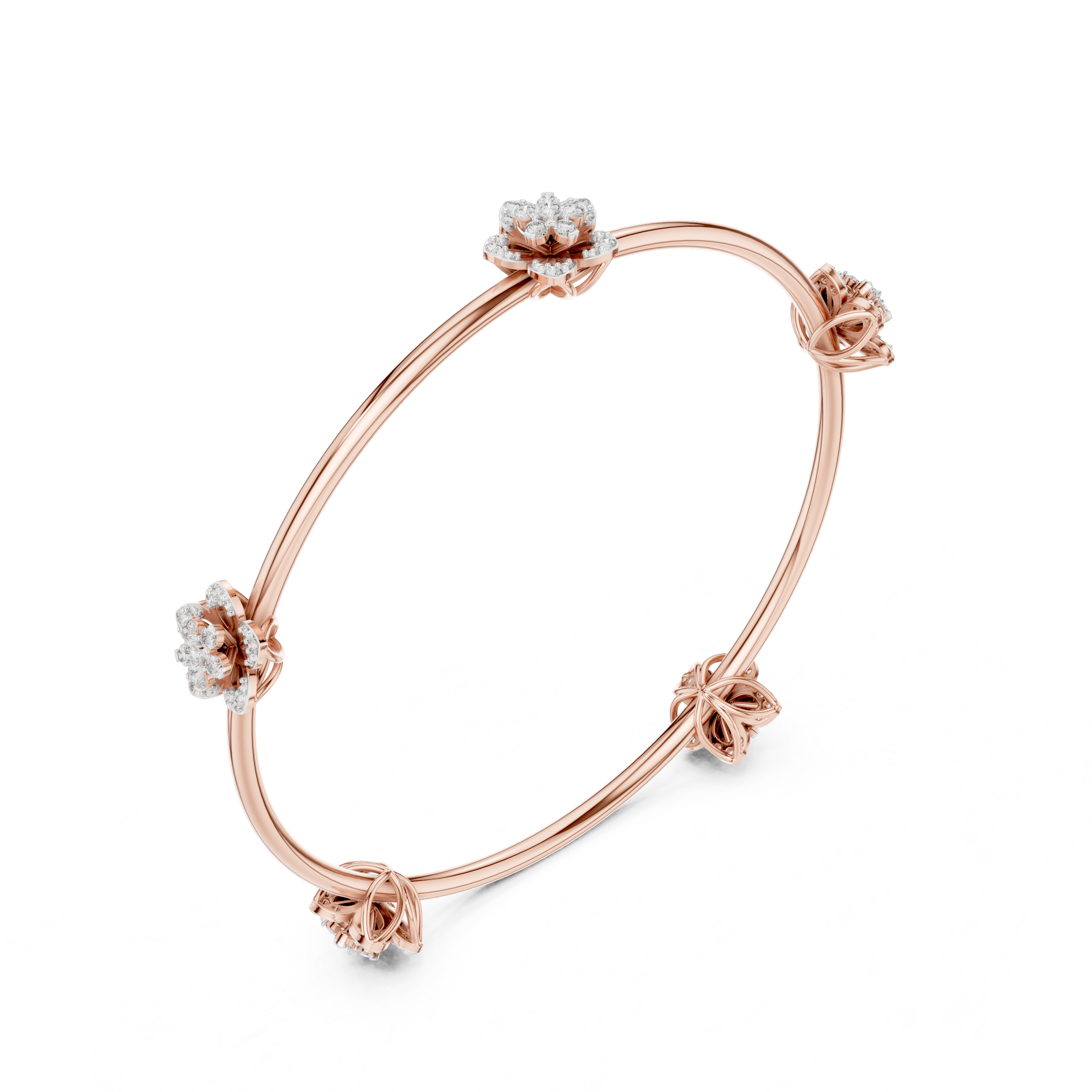 Floral Diamond Bangle Bracelet