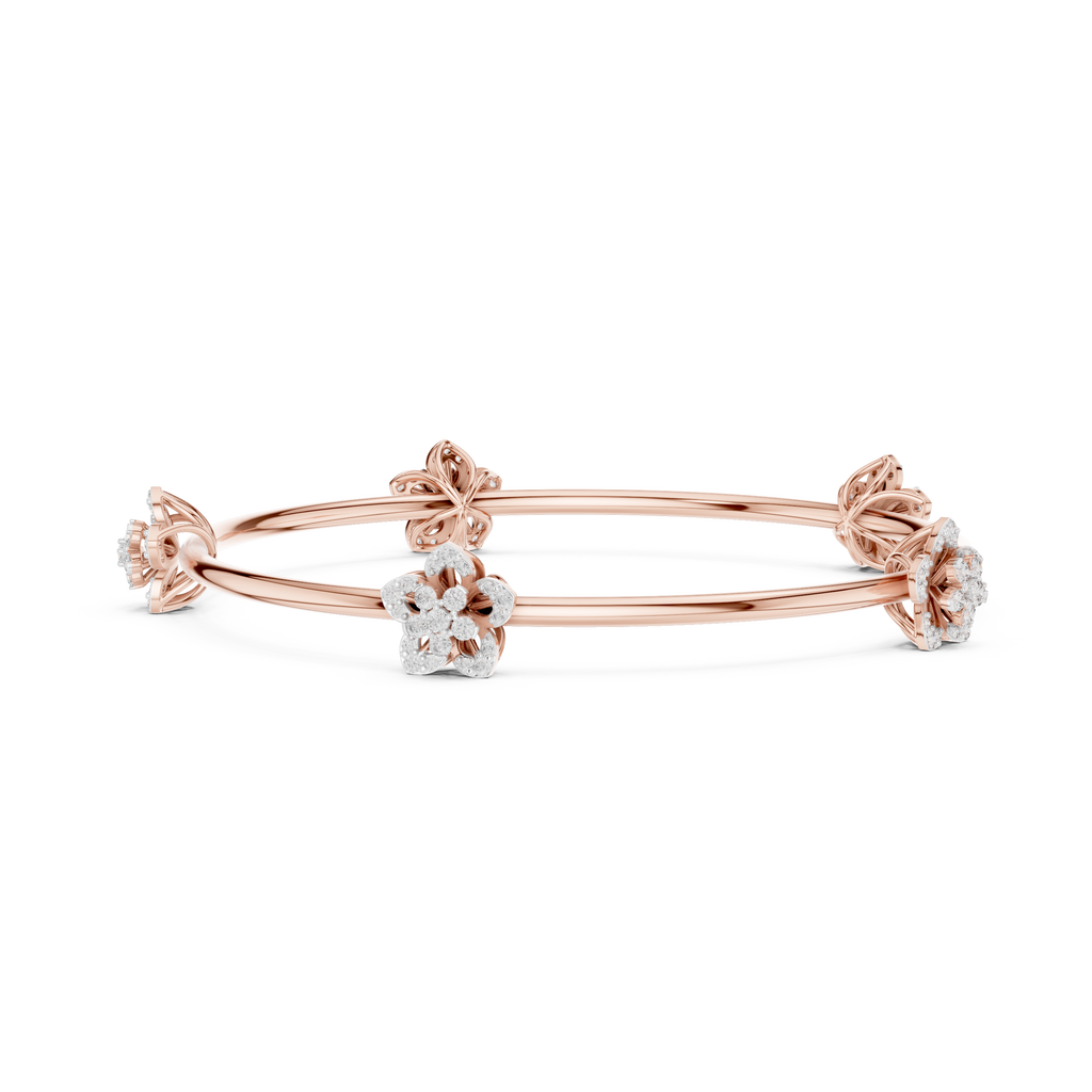 Floral Diamond Bangle Bracelet