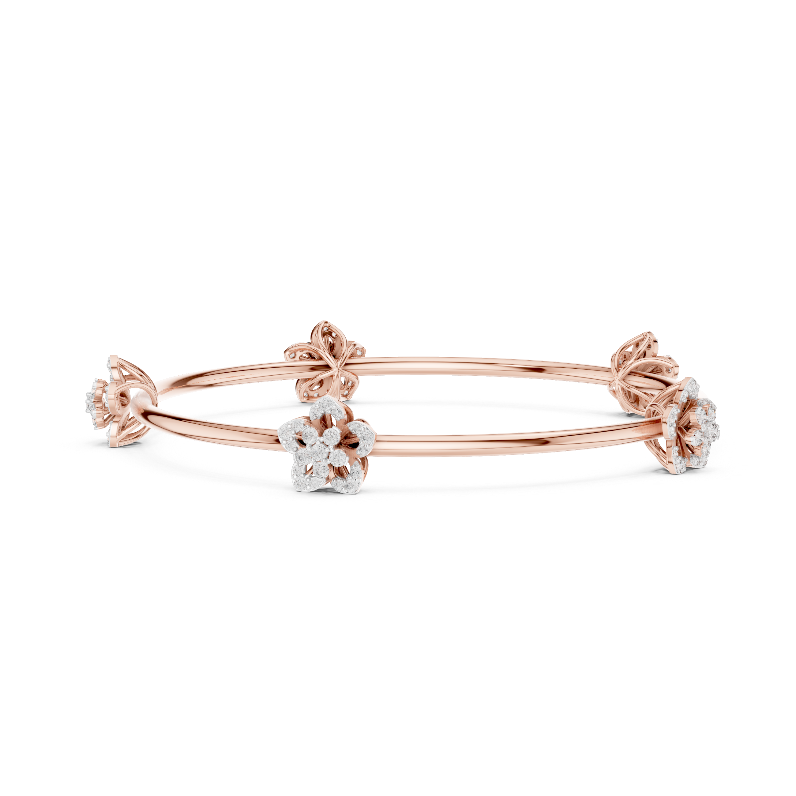 Floral Diamond Bangle Bracelet