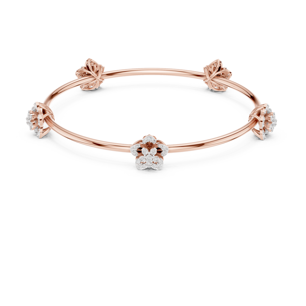 Floral Diamond Bangle Bracelet