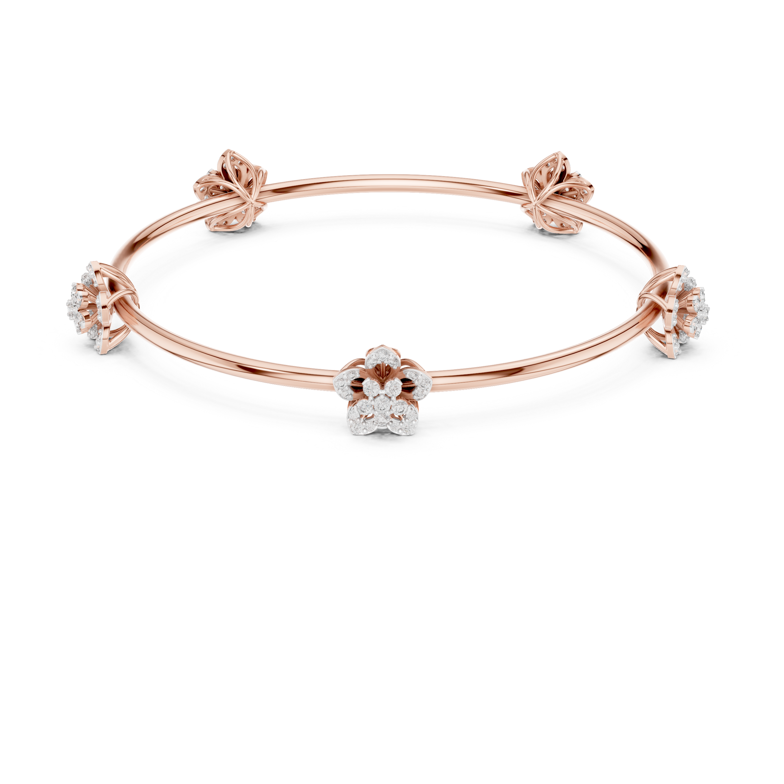 Floral Diamond Bangle Bracelet