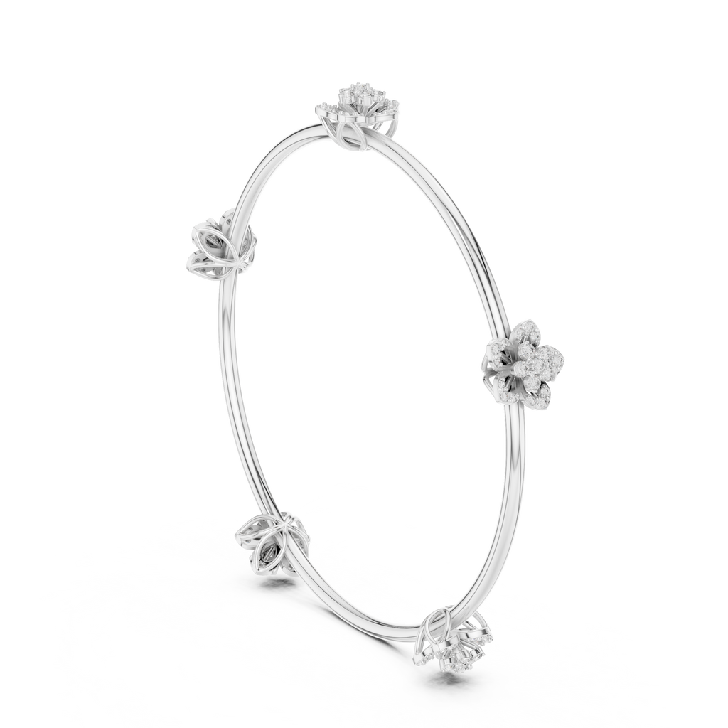 Floral Diamond Bangle Bracelet
