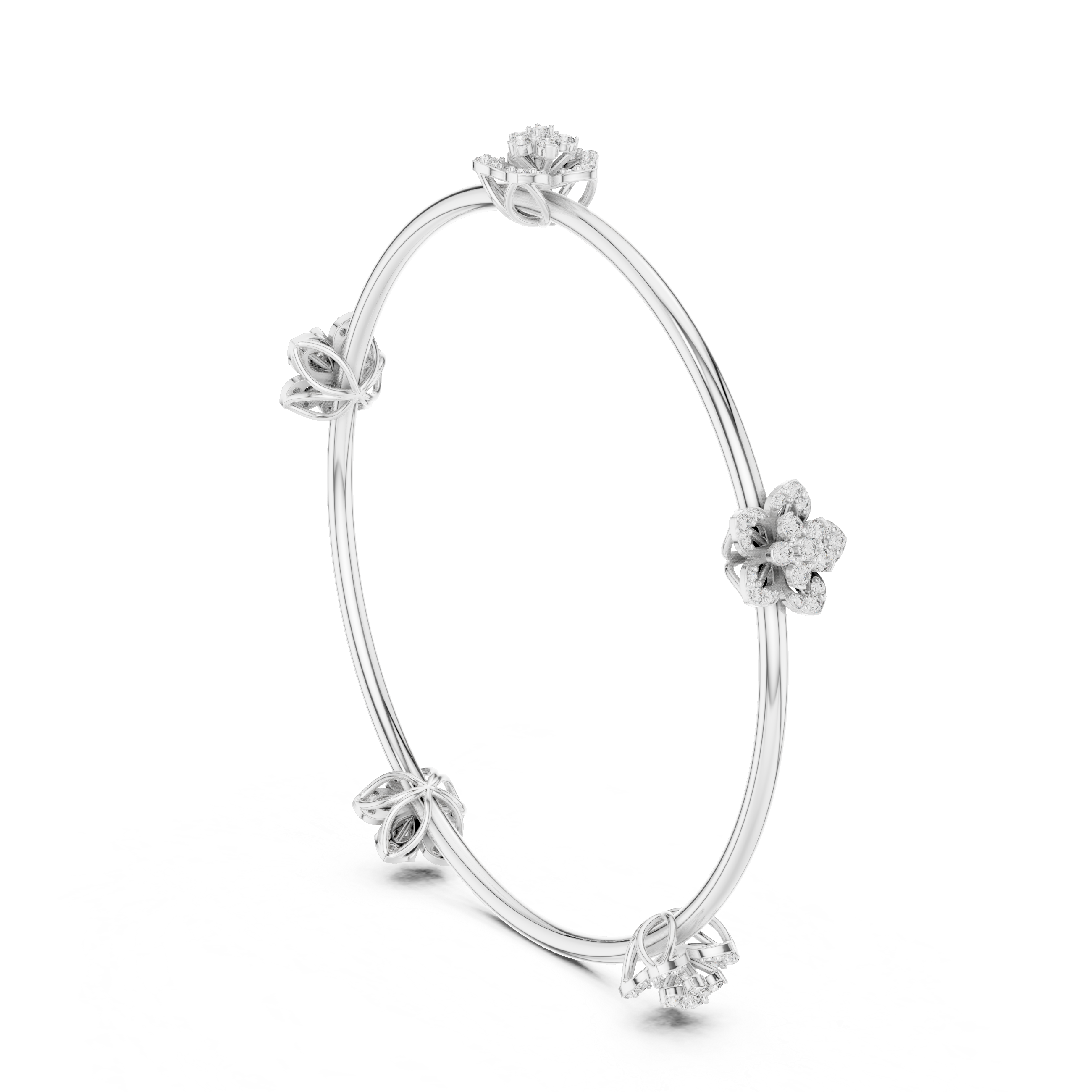 Floral Diamond Bangle Bracelet