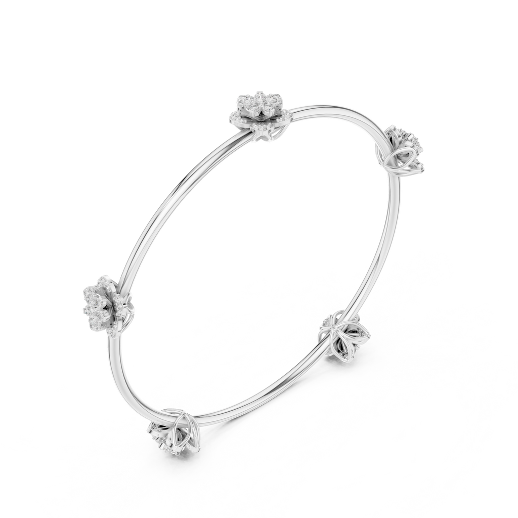 Floral Diamond Bangle Bracelet