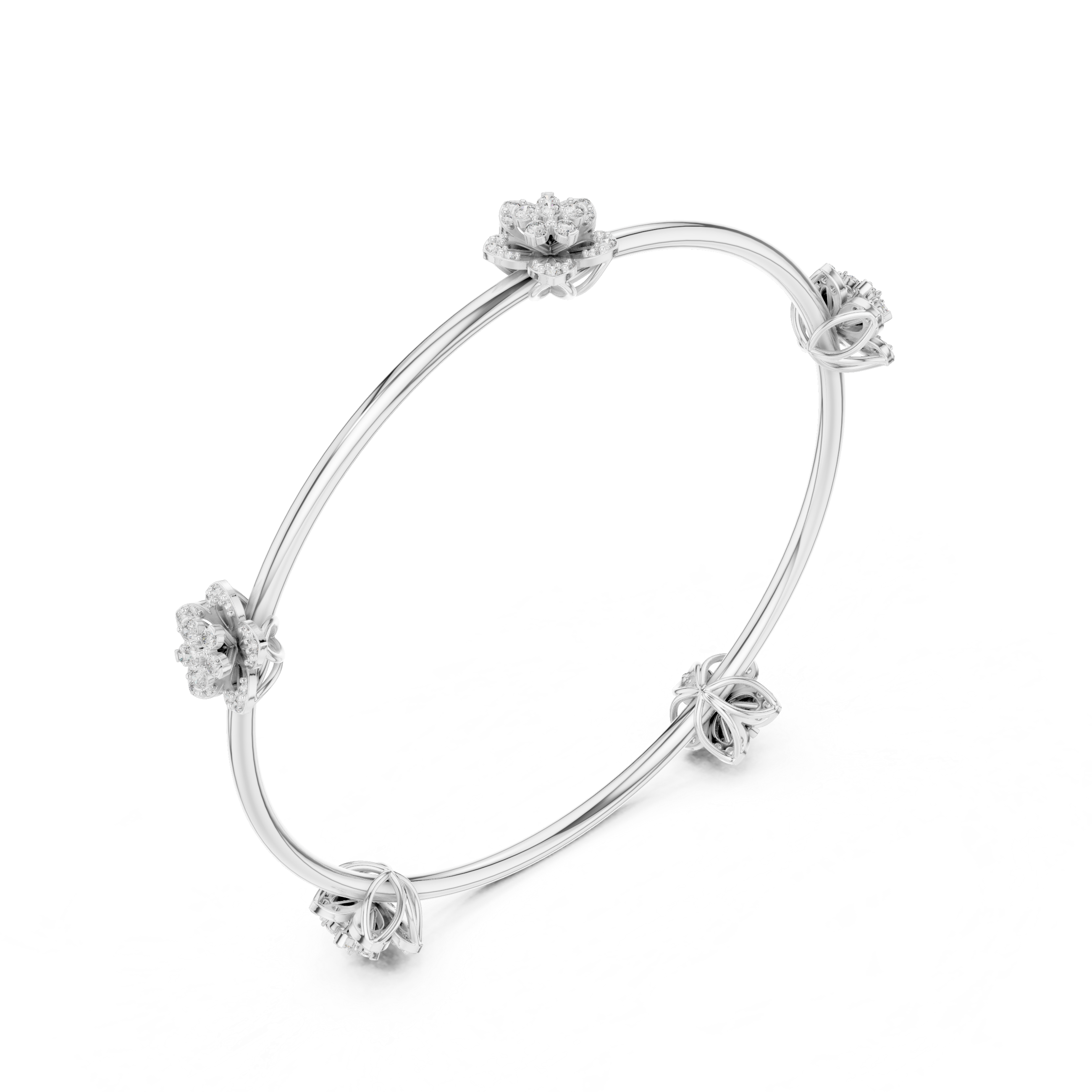 Floral Diamond Bangle Bracelet