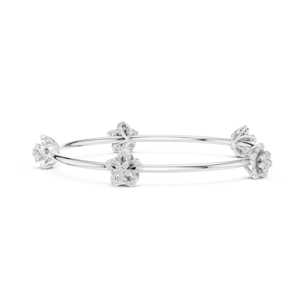 Floral Diamond Bangle Bracelet