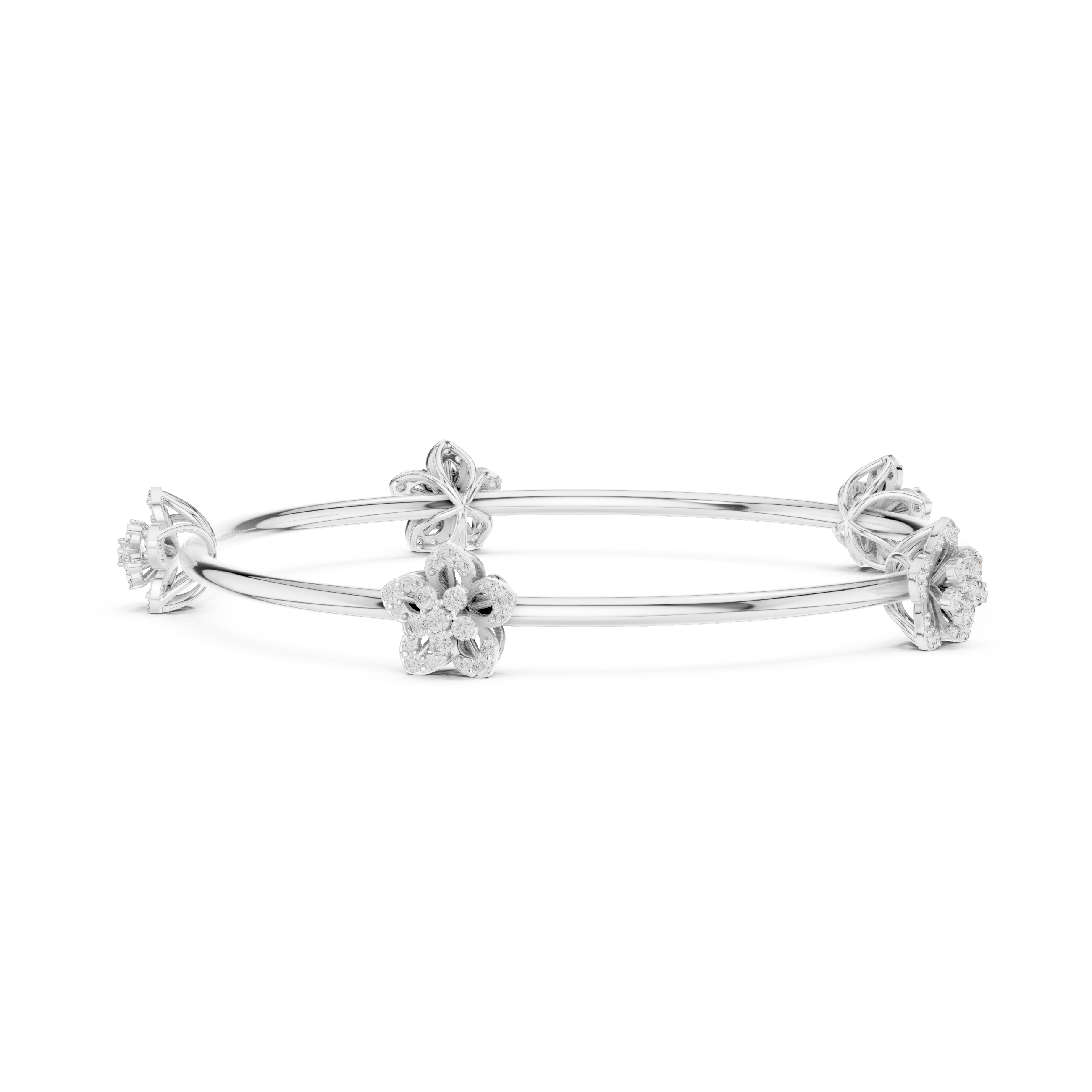 Floral Diamond Bangle Bracelet