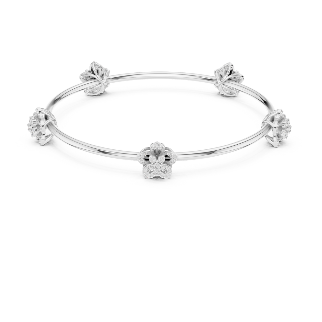 Floral Diamond Bangle Bracelet