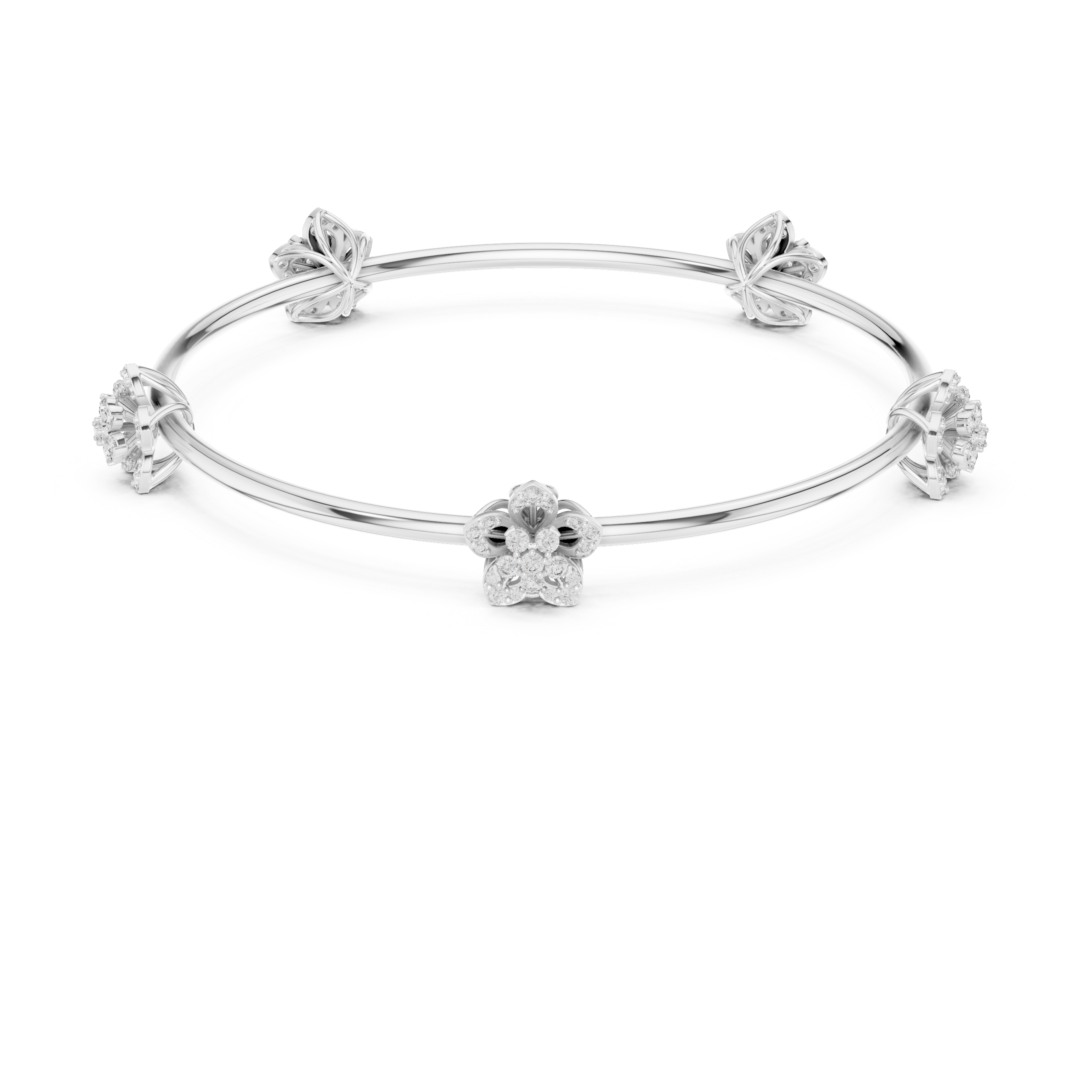 Floral Diamond Bangle Bracelet