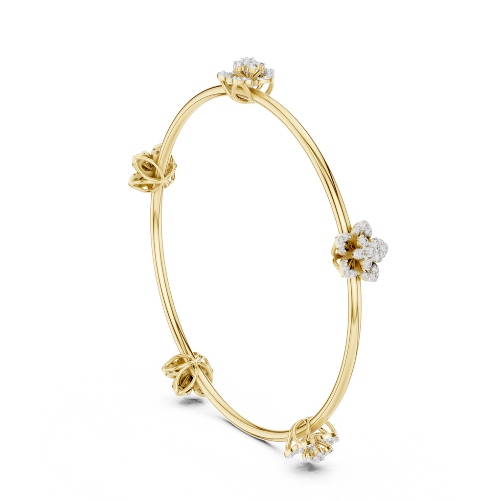 Floral Diamond Bangle Bracelet