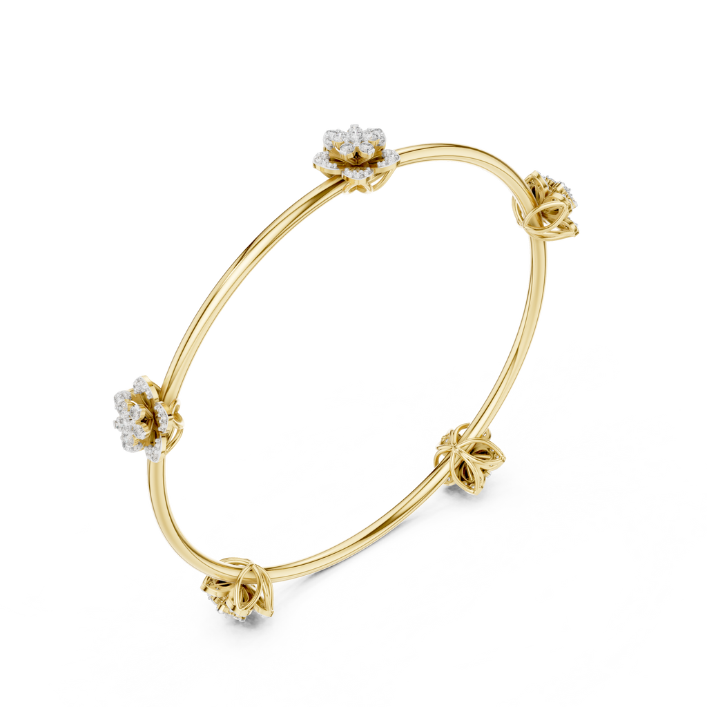 Floral Diamond Bangle Bracelet
