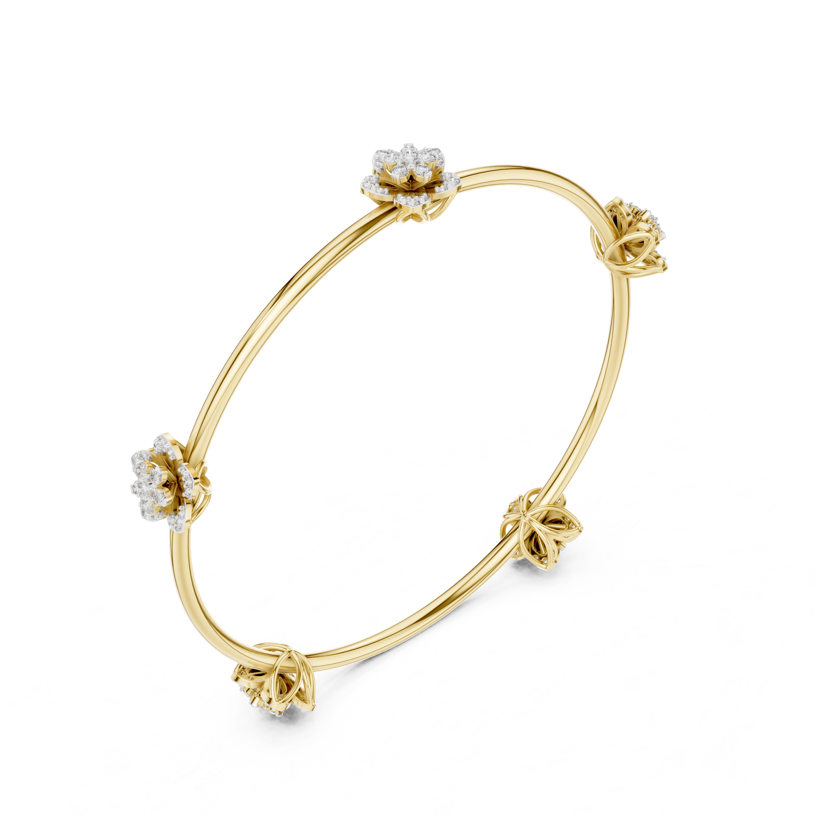 Floral Diamond Bangle Bracelet