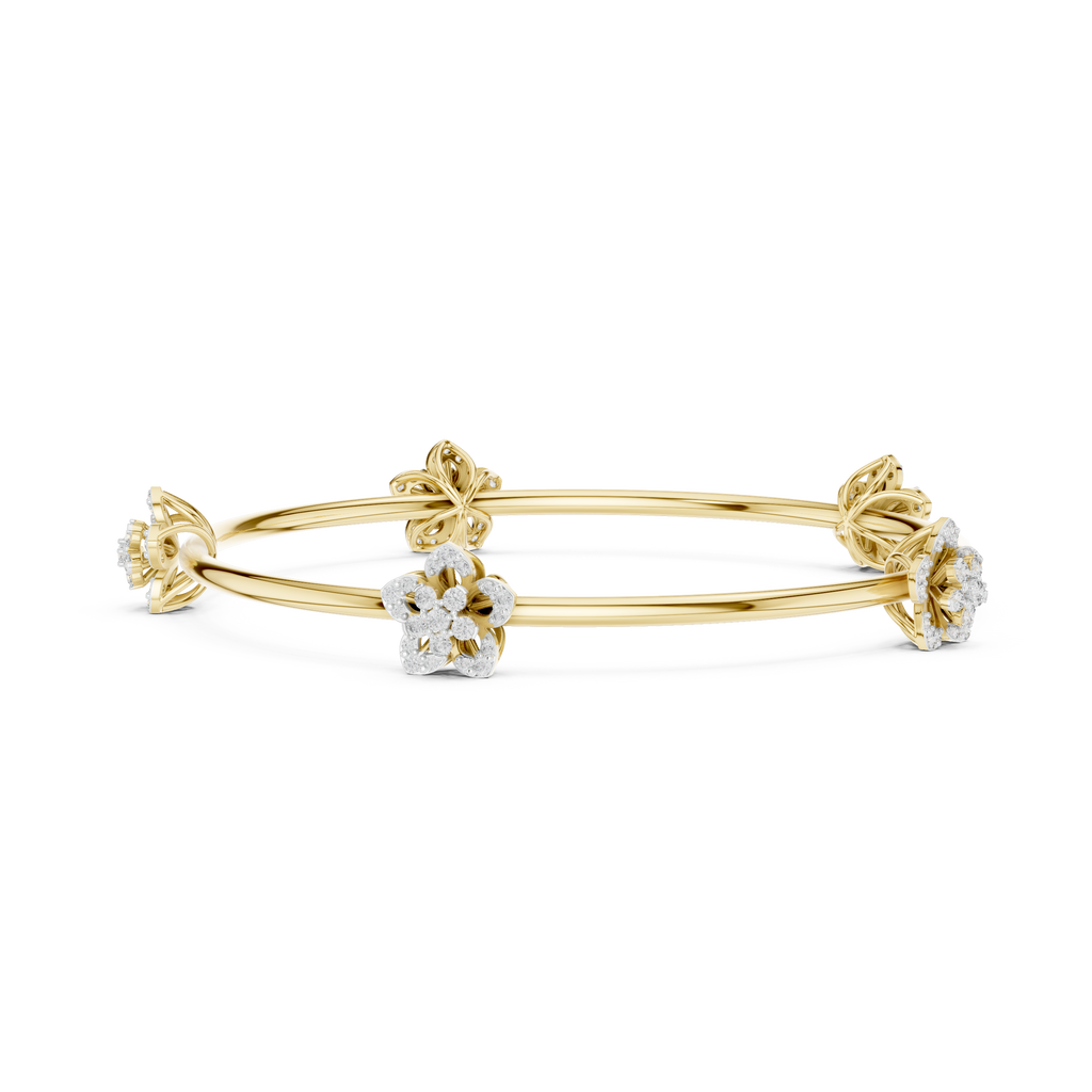 Floral Diamond Bangle Bracelet