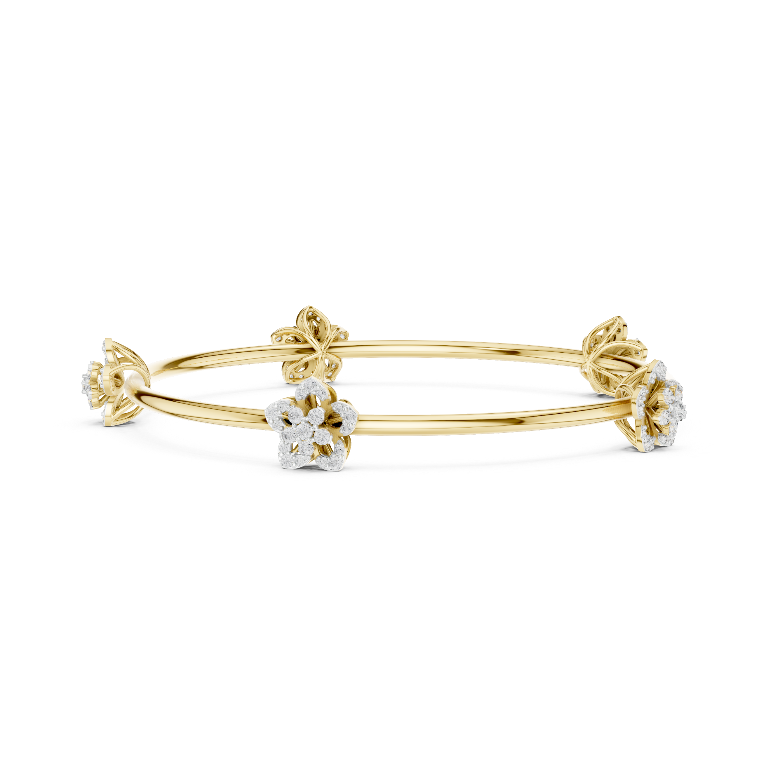 Floral Diamond Bangle Bracelet
