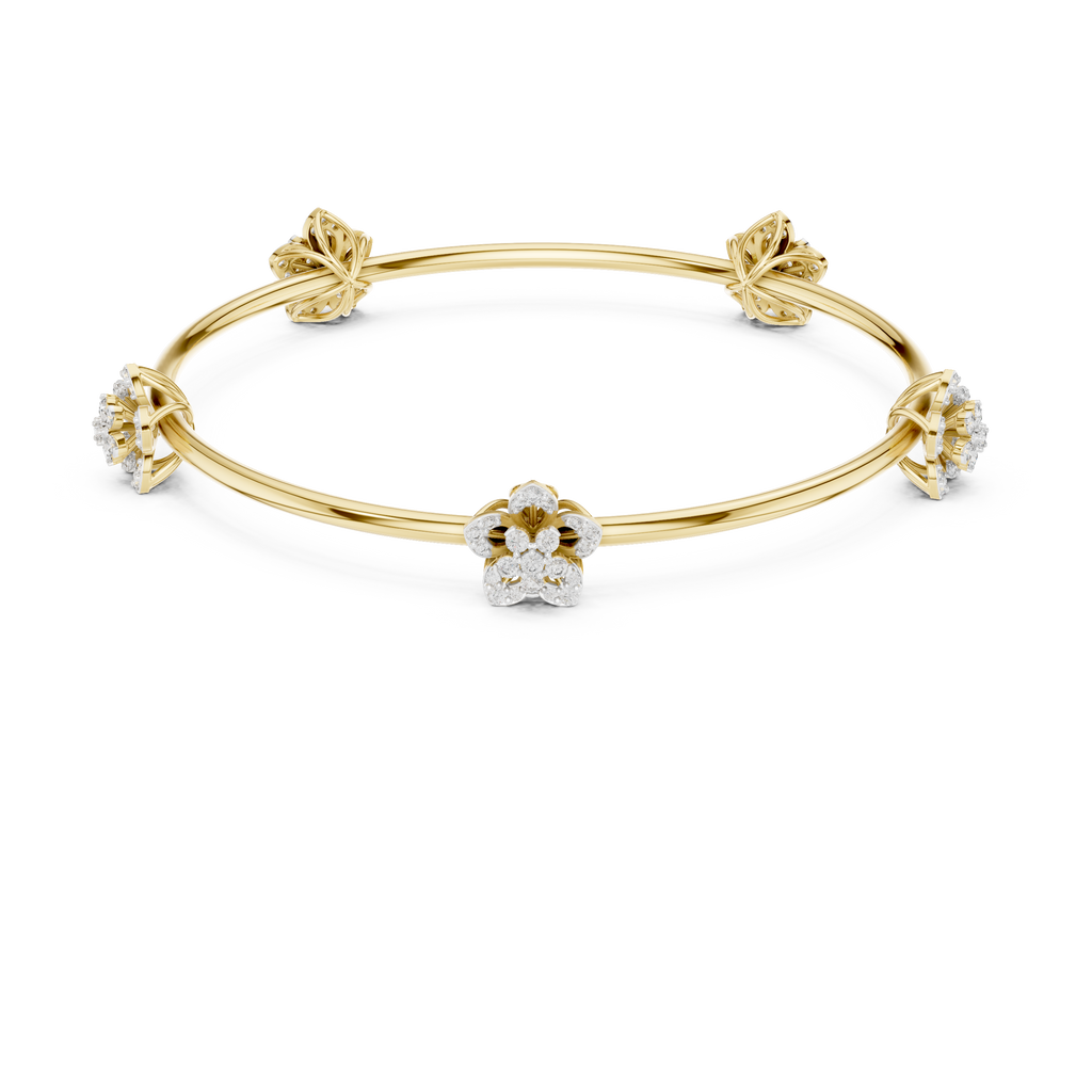 Floral Diamond Bangle Bracelet