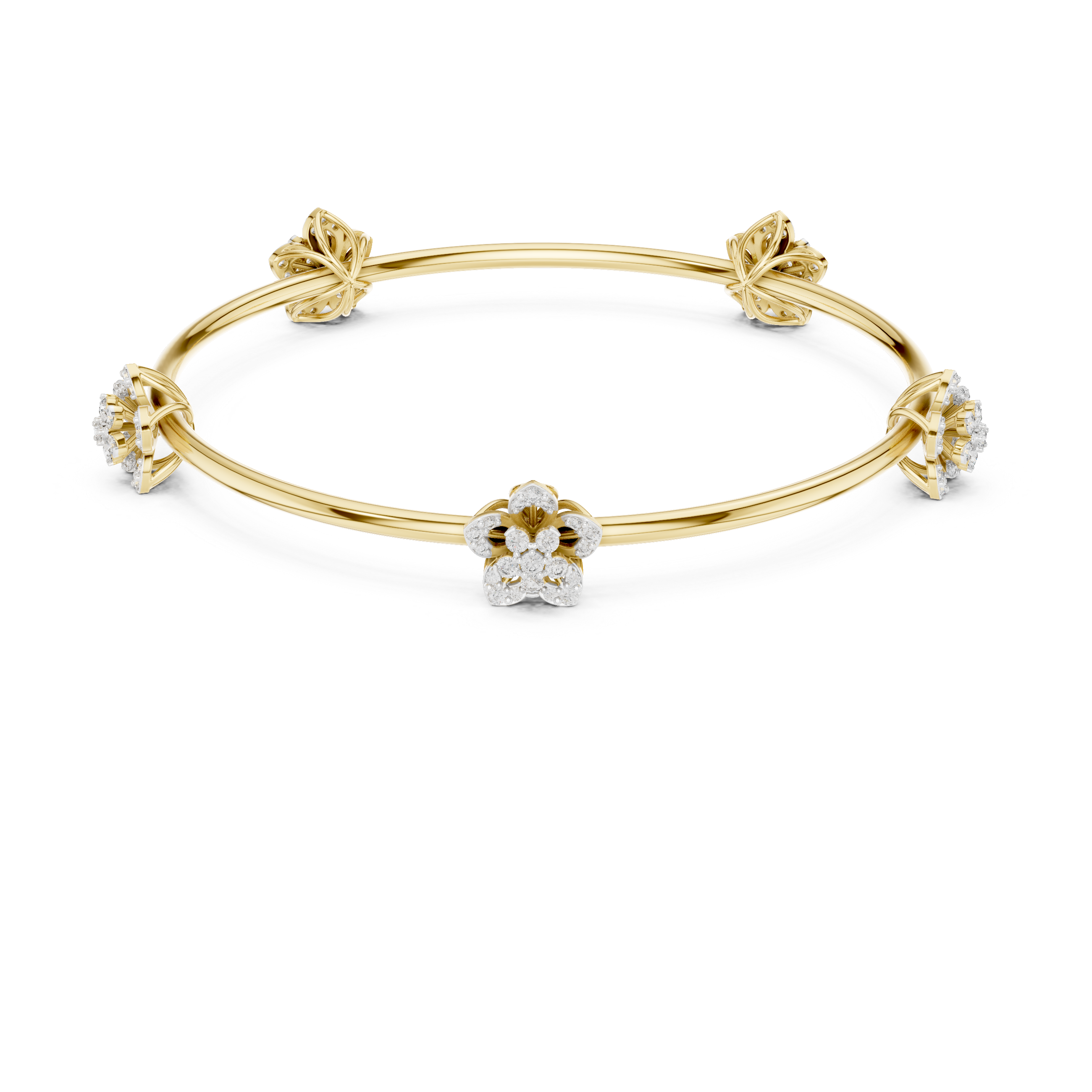Floral Diamond Bangle Bracelet