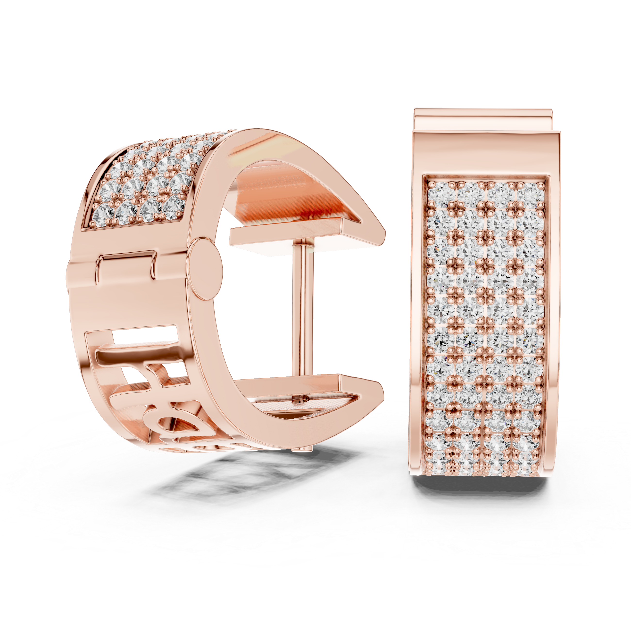 Multi Row Diamond Hoop Earrings
