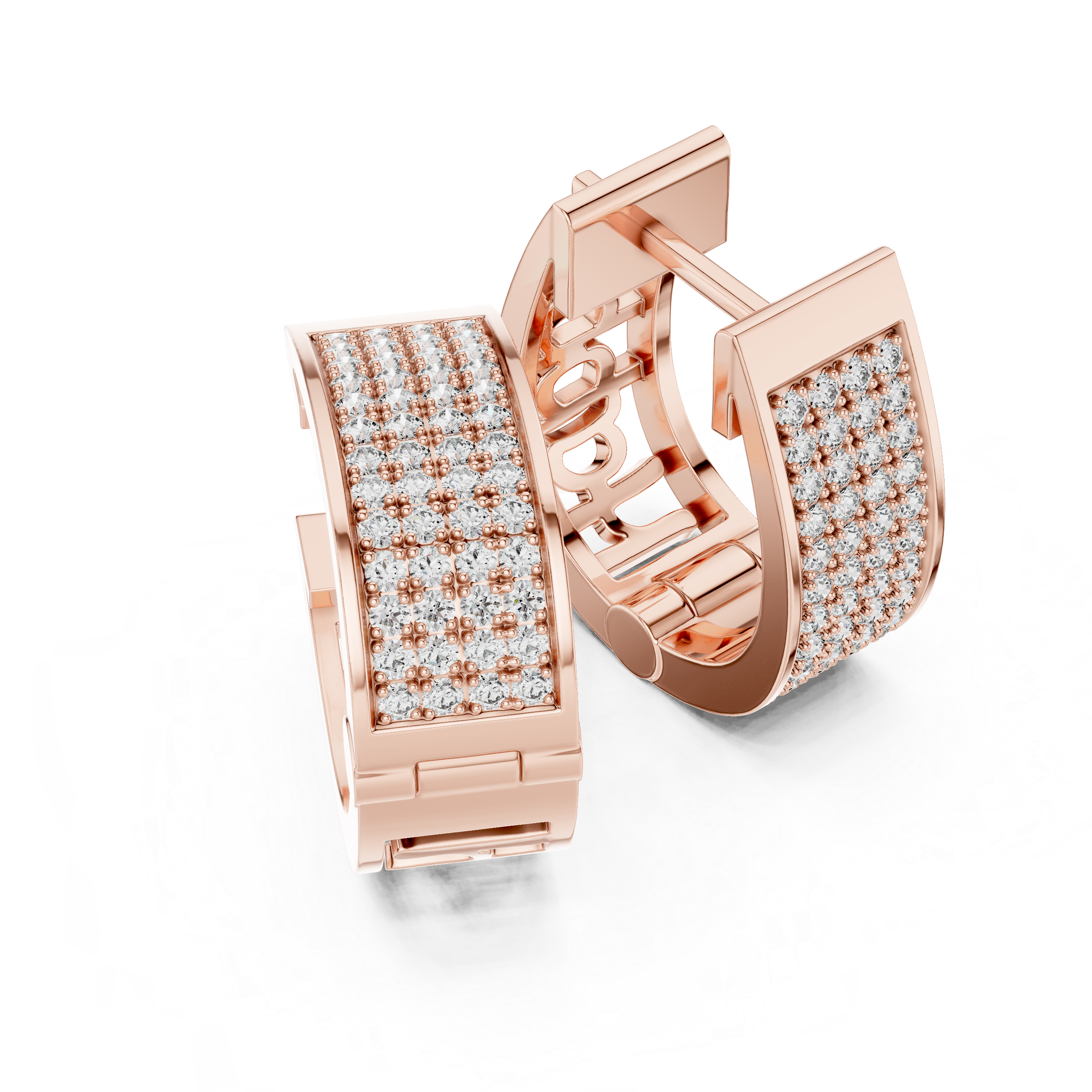 Multi Row Diamond Hoop Earrings