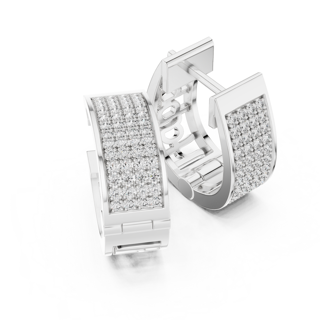 Multi Row Diamond Hoop Earrings
