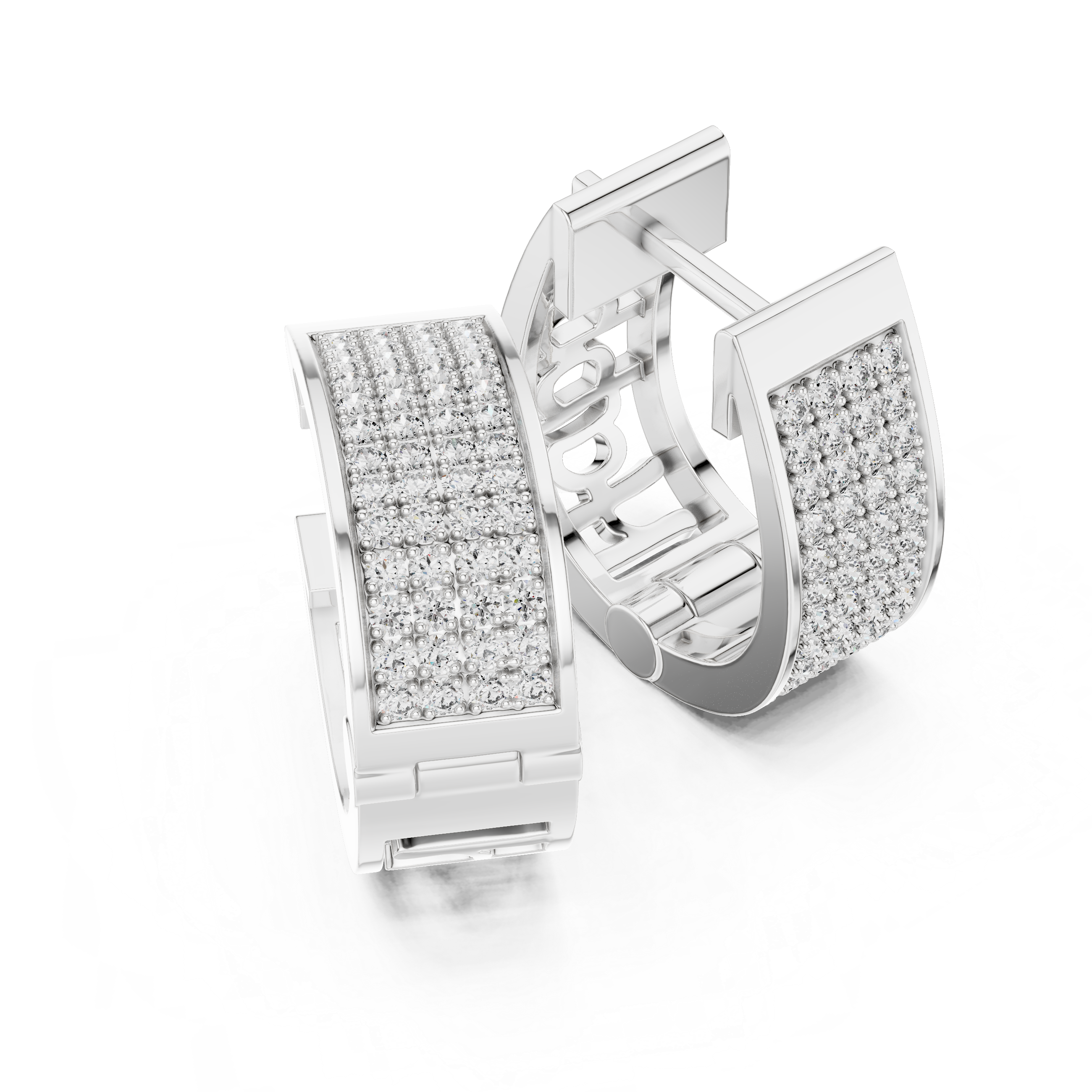 Multi Row Diamond Hoop Earrings