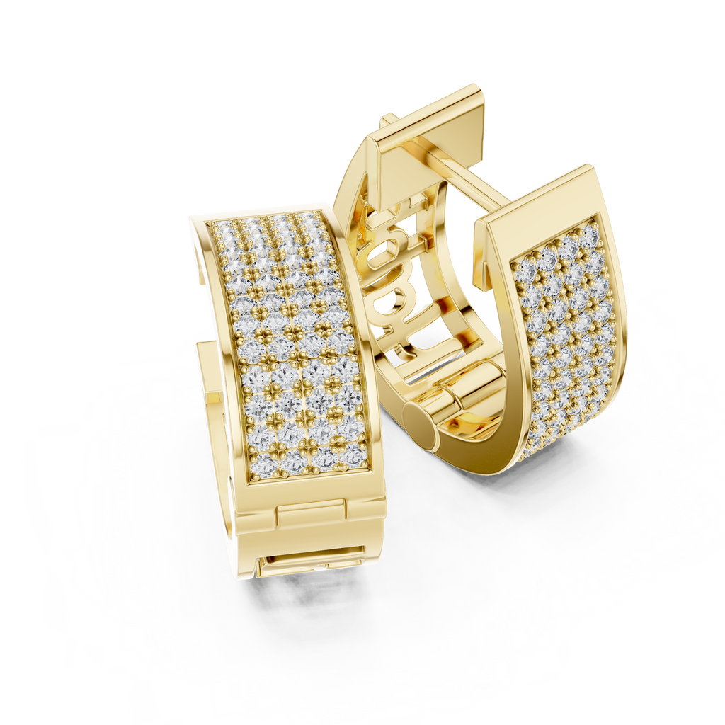 Multi Row Diamond Hoop Earrings