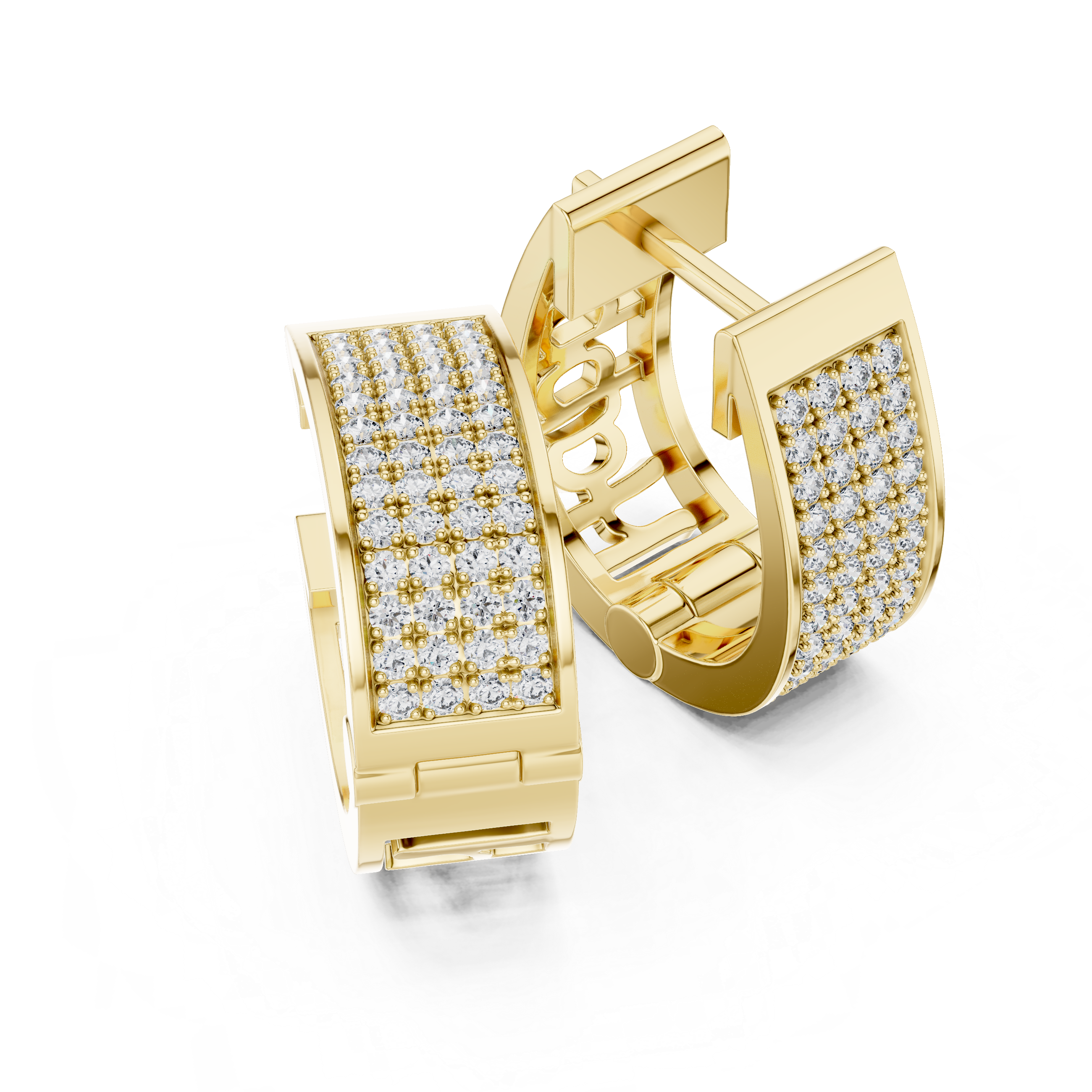 Multi Row Diamond Hoop Earrings