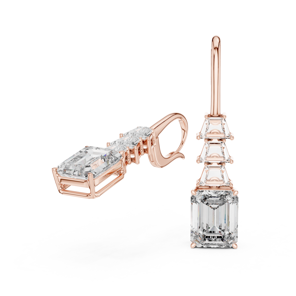 Emerald Cut Diamond Drop Earrings