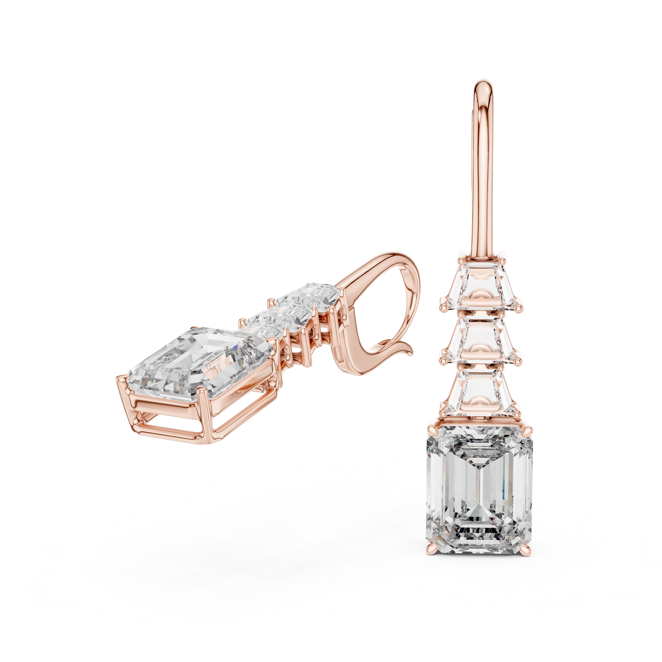 Emerald Cut Diamond Drop Earrings