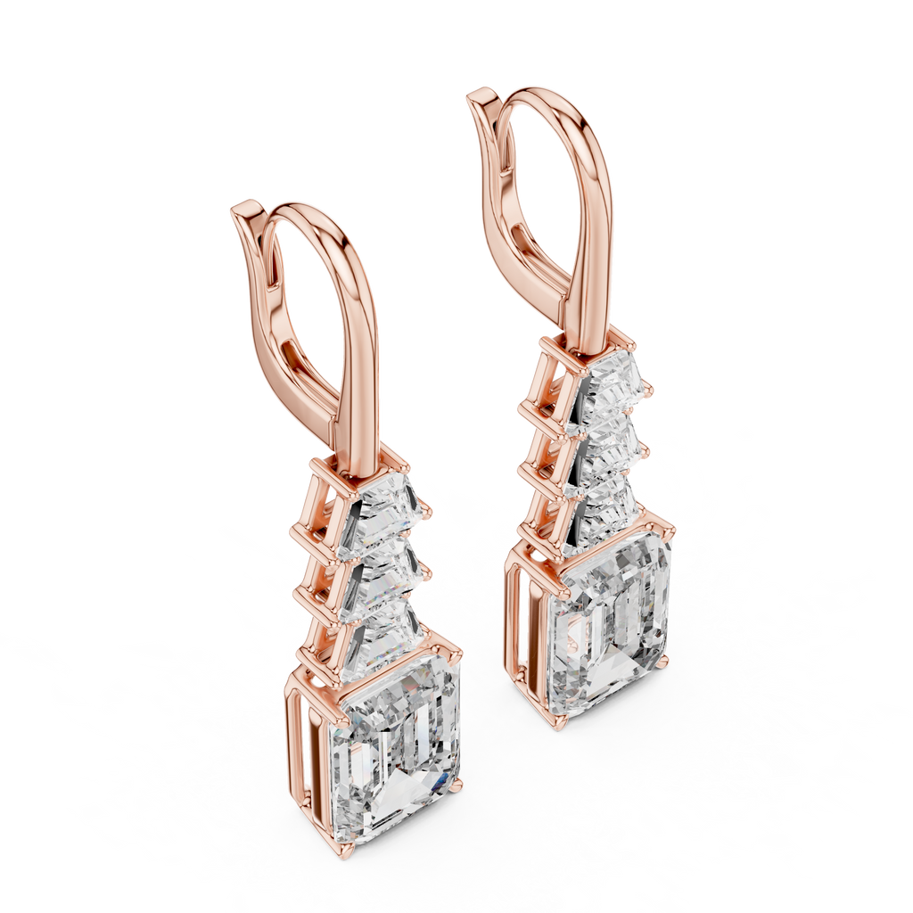 Emerald Cut Diamond Drop Earrings
