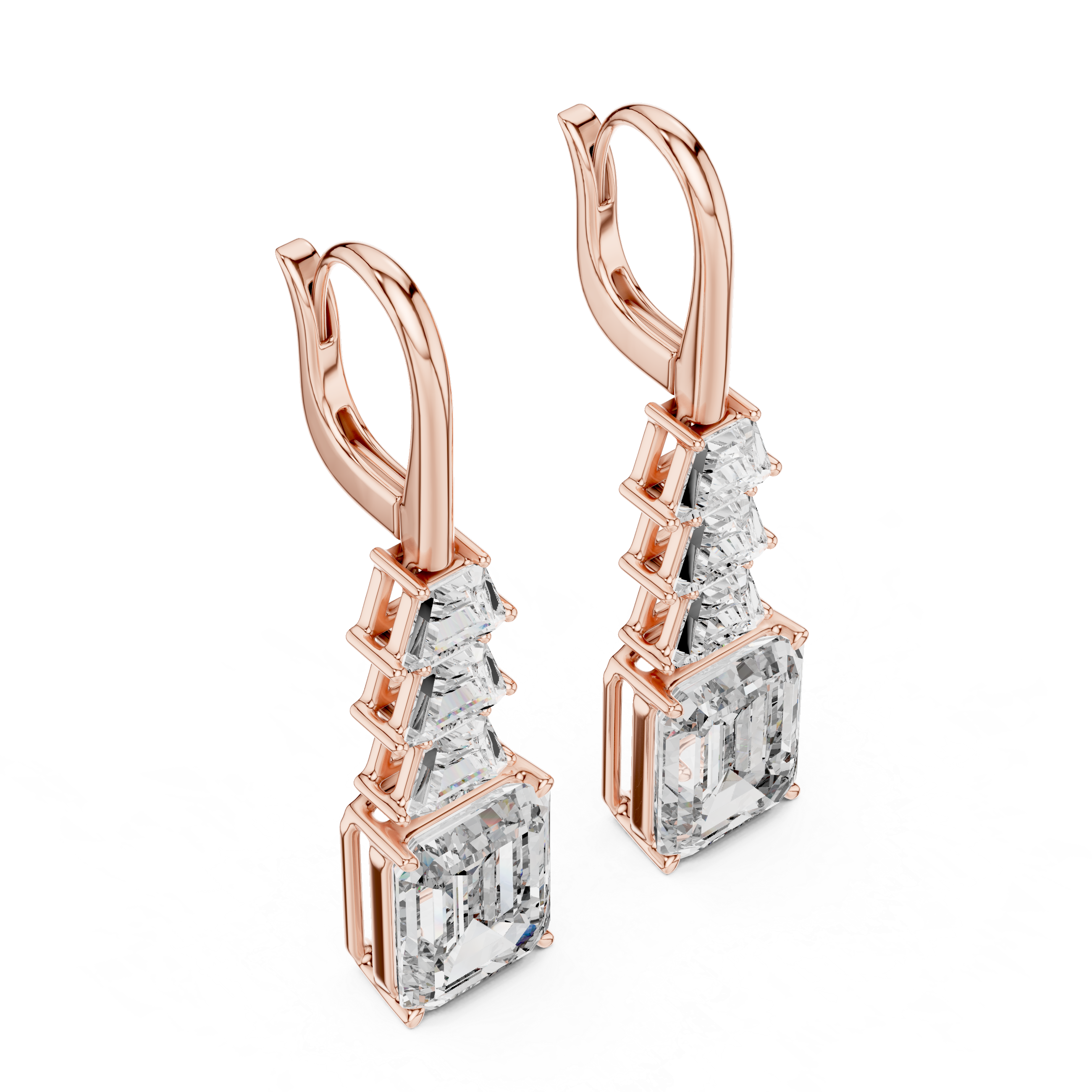 Emerald Cut Diamond Drop Earrings